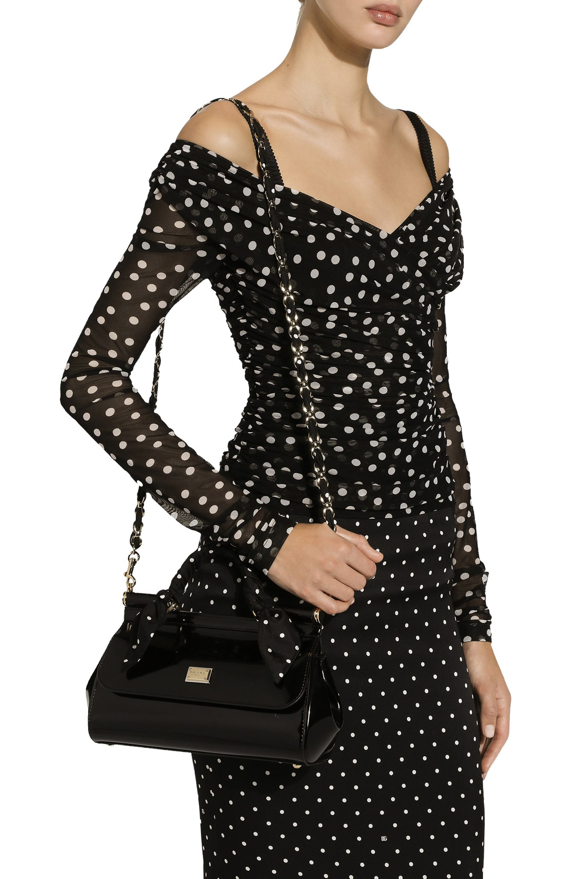Polka-Dot Tulle Top with Wrap-Front Neckline