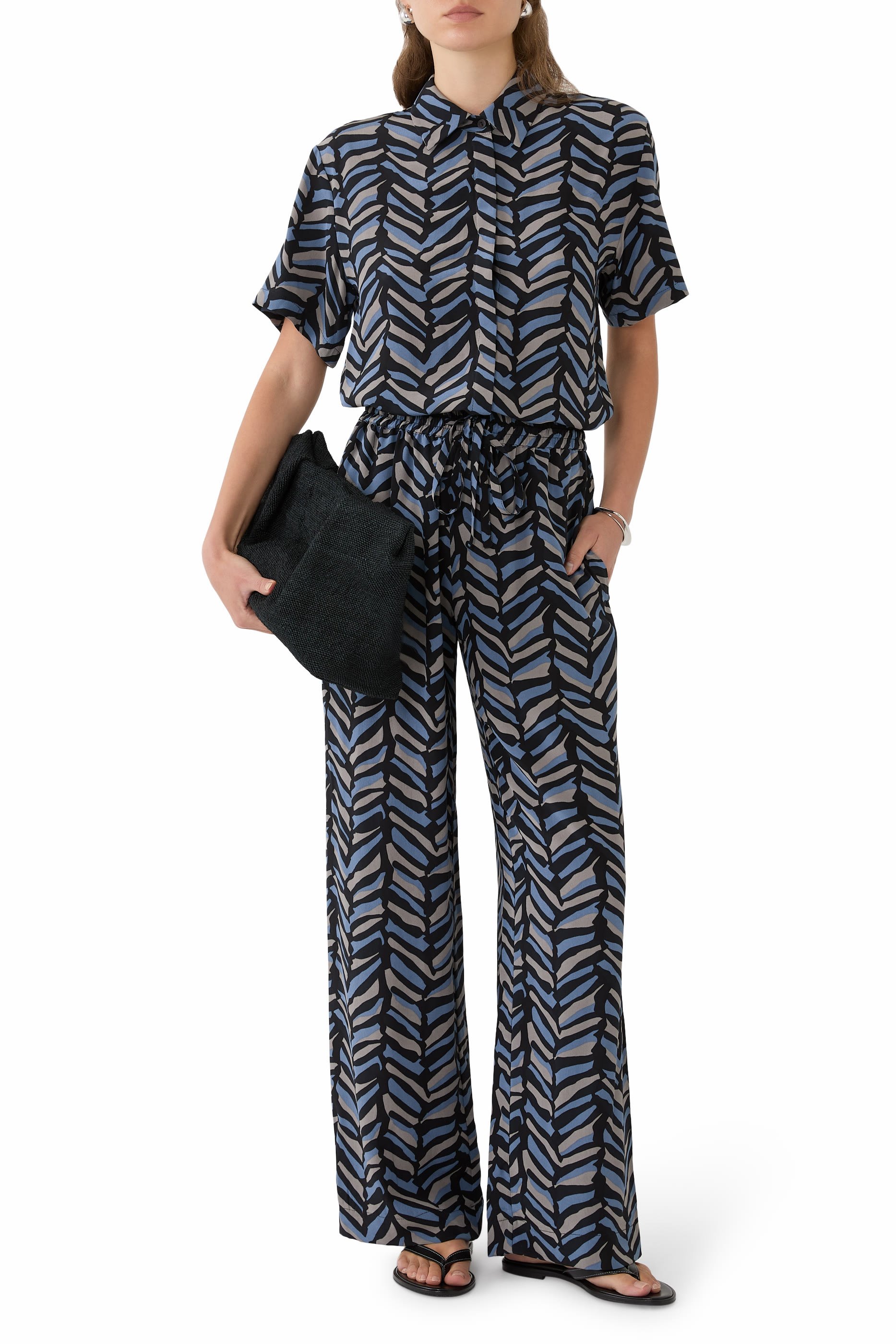 Drawstring Straight-Leg Trousers