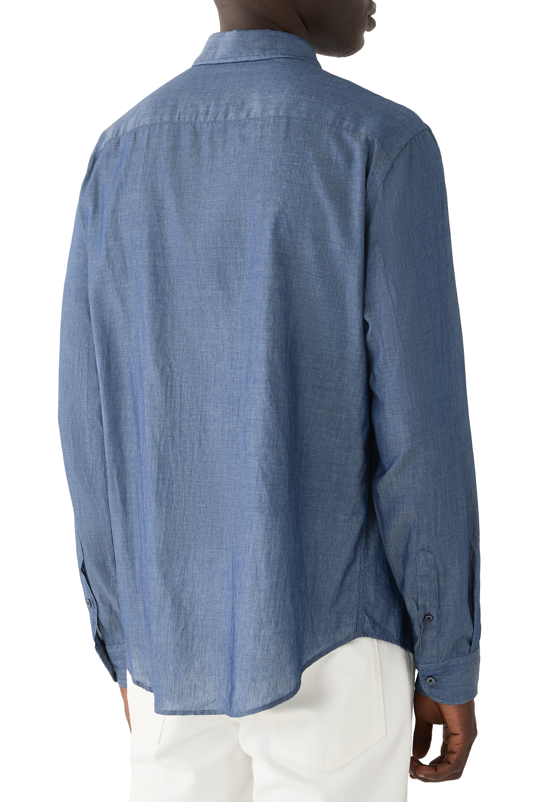 Classic Collar Denim-Effect Shirt