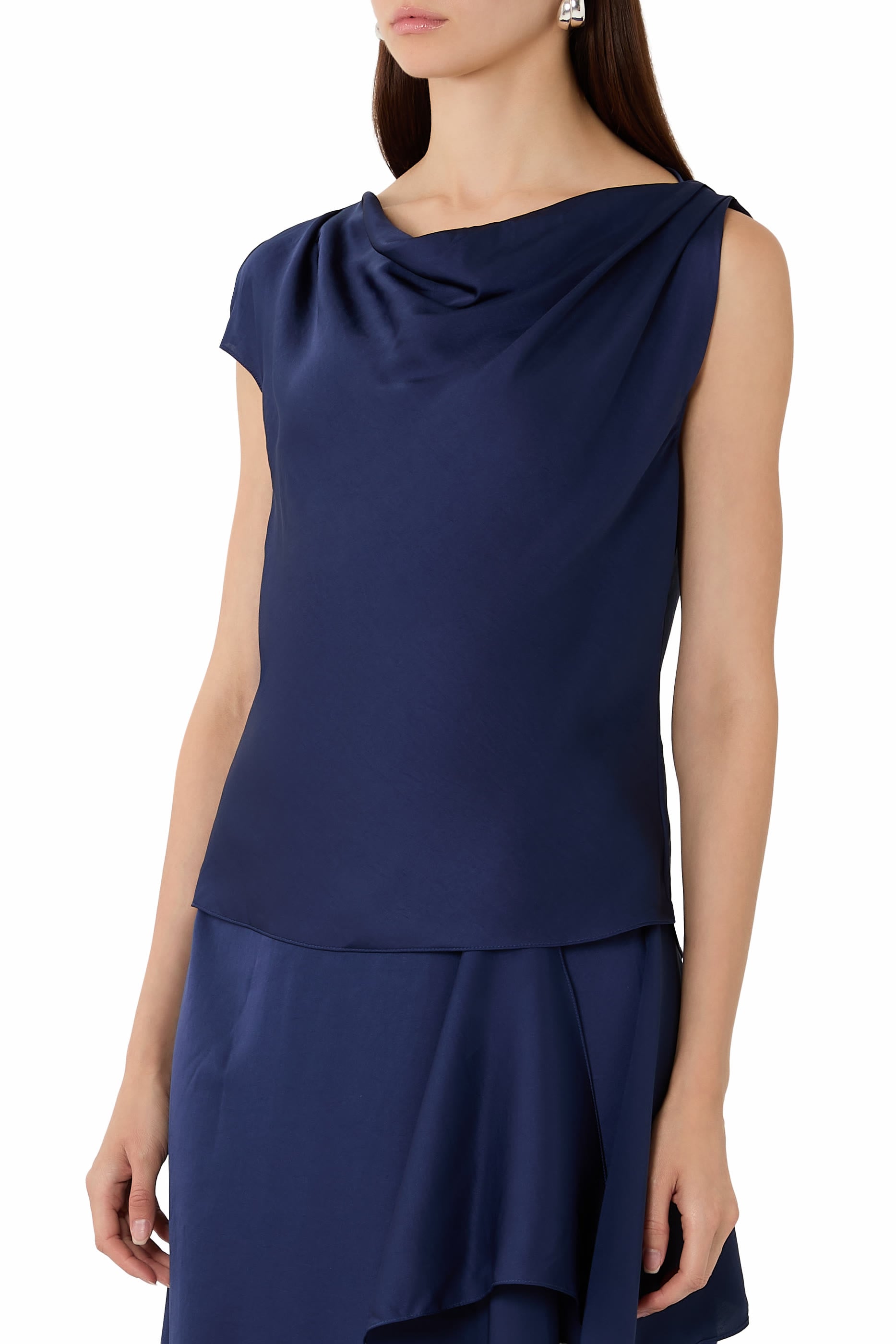 Cowl Neck Blouse in Crushed Satin