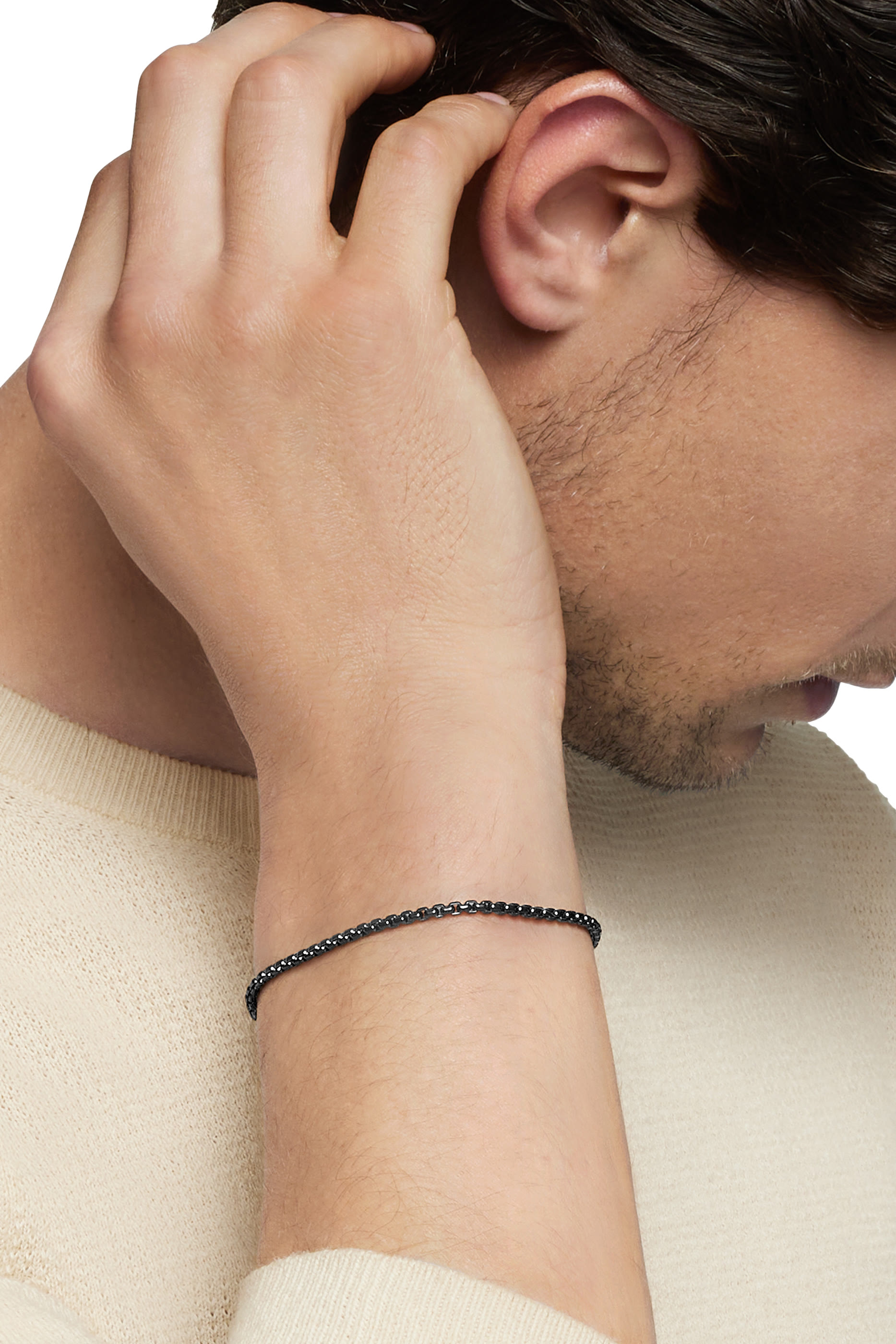 Box Chain Bracelet, Stainless Steel and Sterling Silver