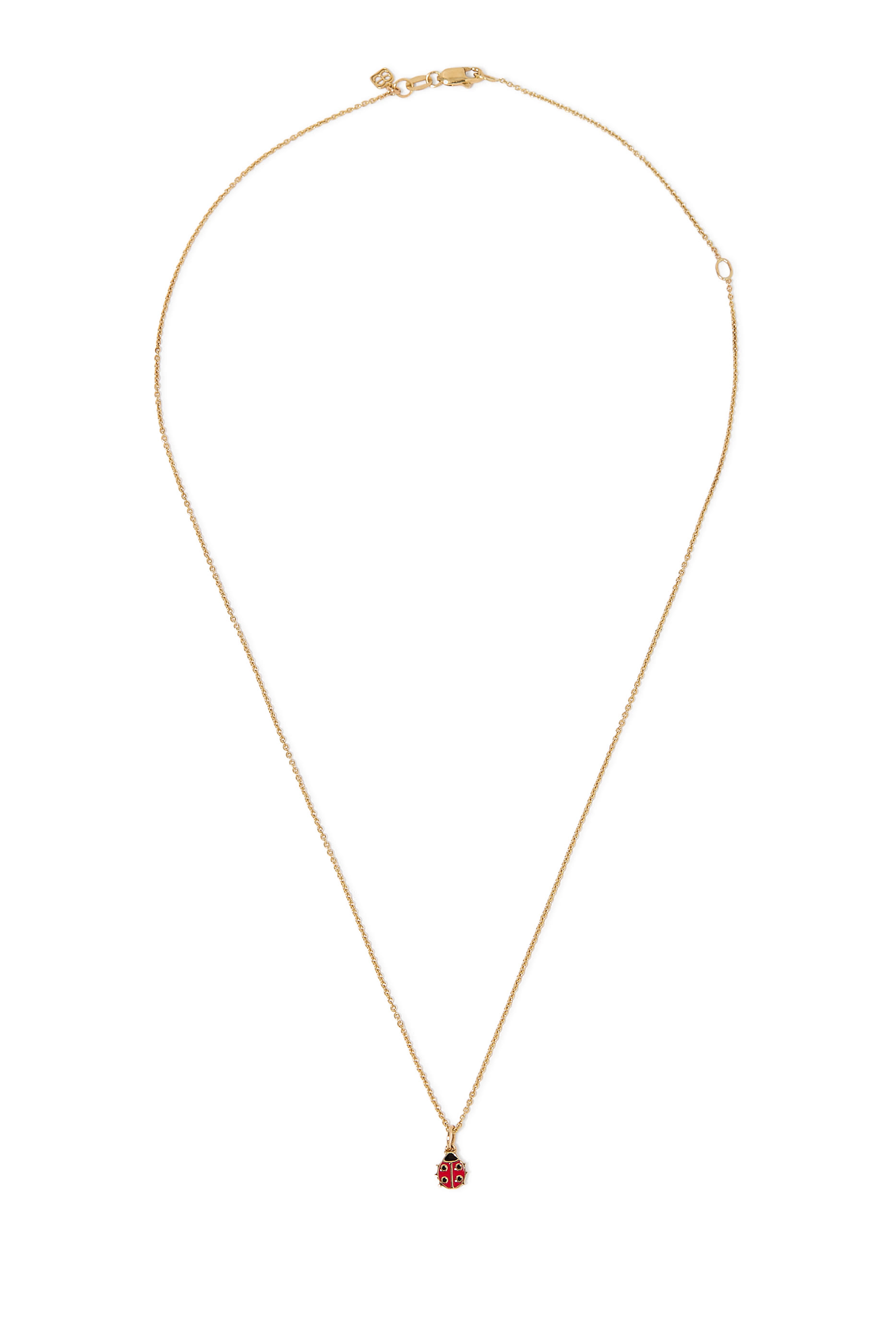 Kids Mini Lady Bug Pendant, 14k Yellow Gold & Enamel