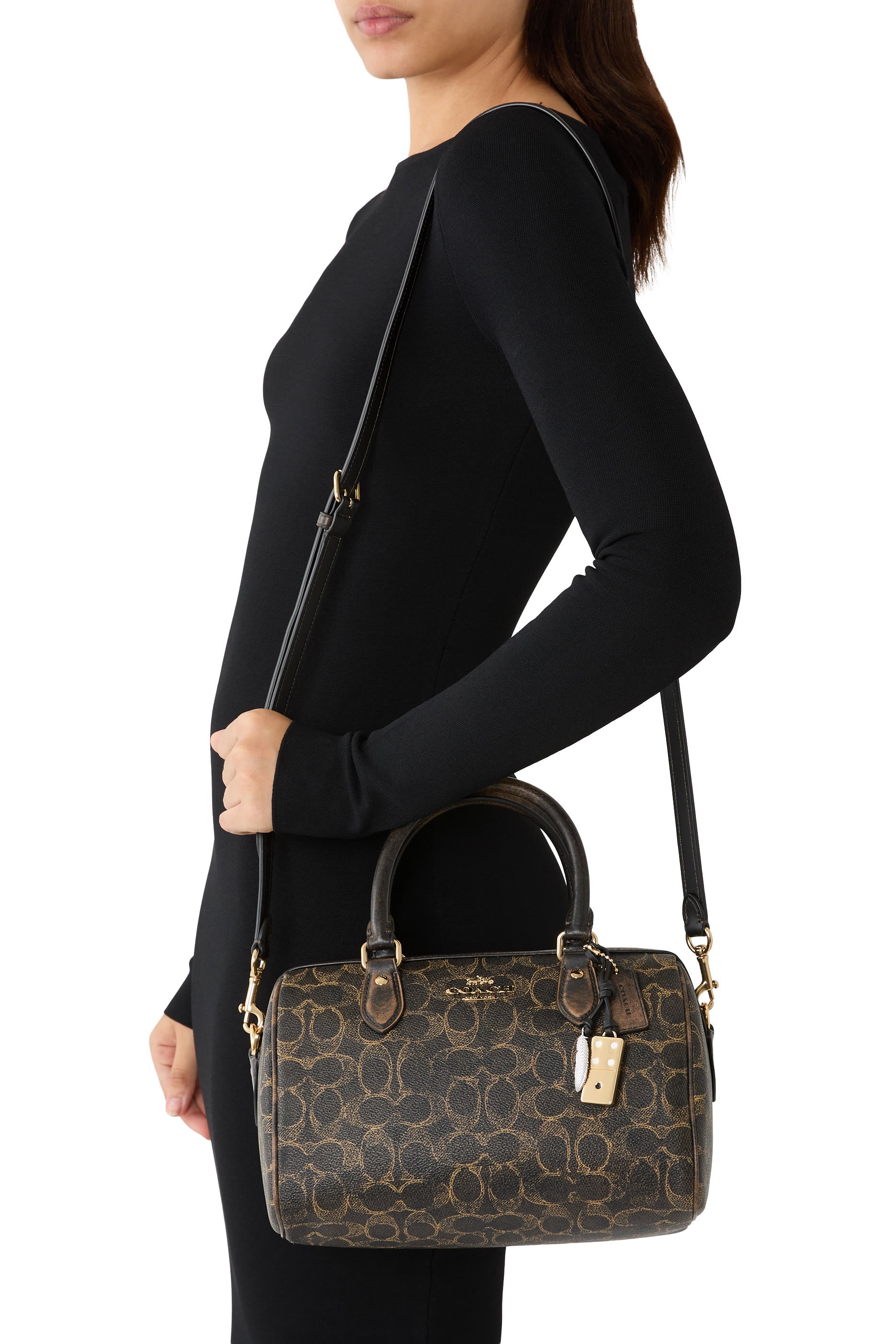 Rowan Satchel Bag in Loved Signature Canvas With Charms