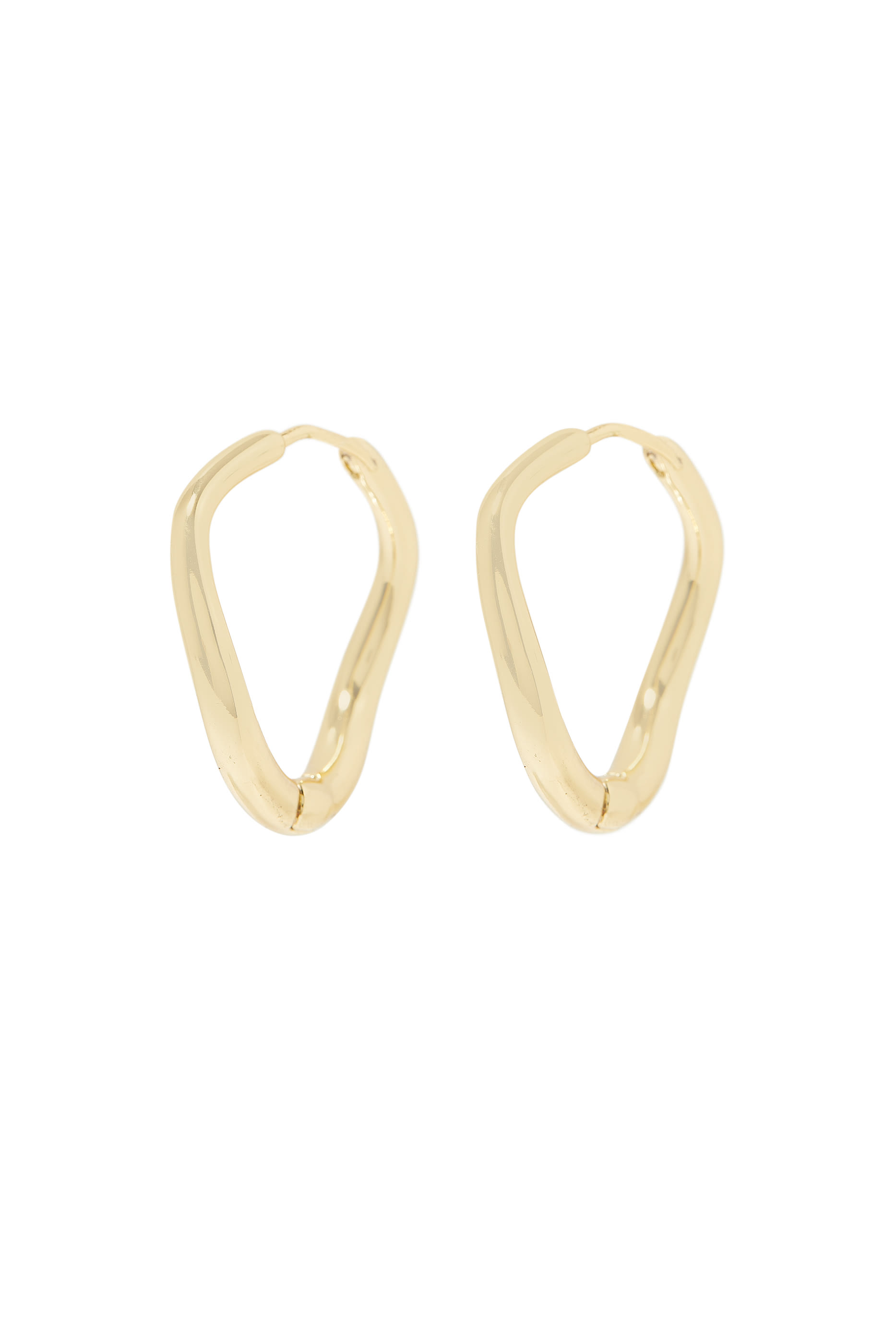 Chunky Gold Curved Hoop Earrings, 14k Gold Plated Brass