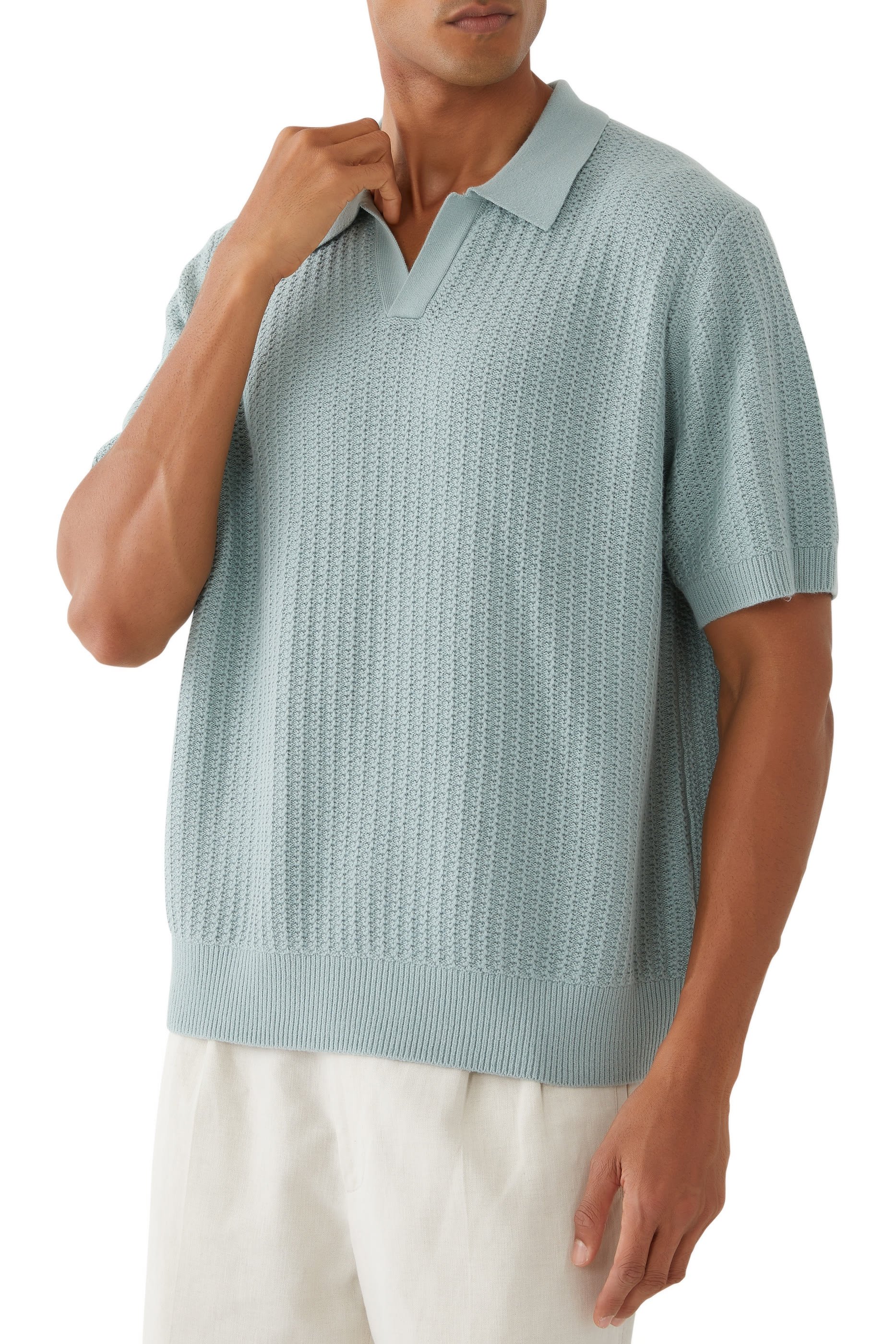 Crafted Rib Johnny Collar Polo Shirt