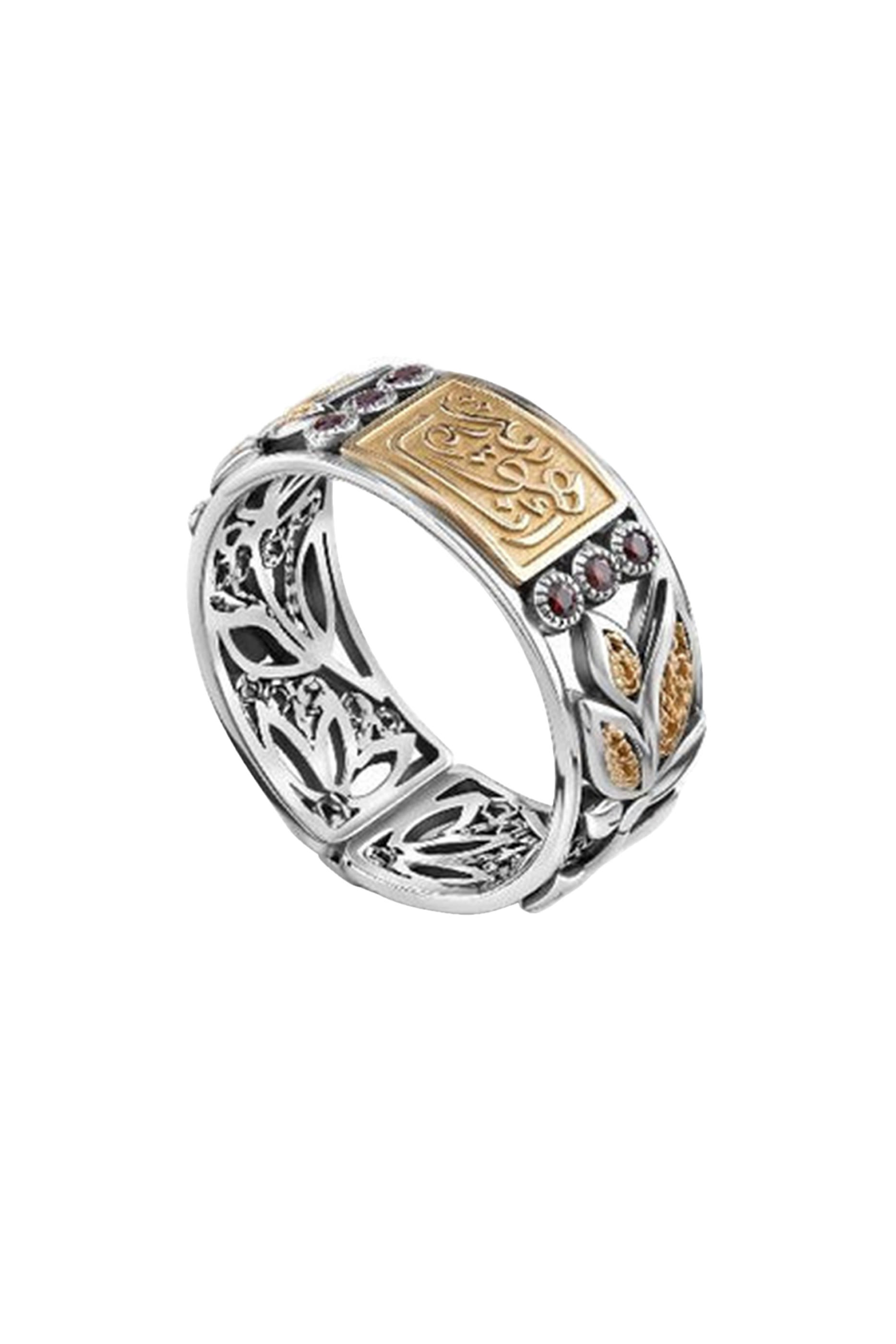 El Nur Sayed Darwish Ring, 18k Yellow Gold, Sterling Silver & Rhodolite