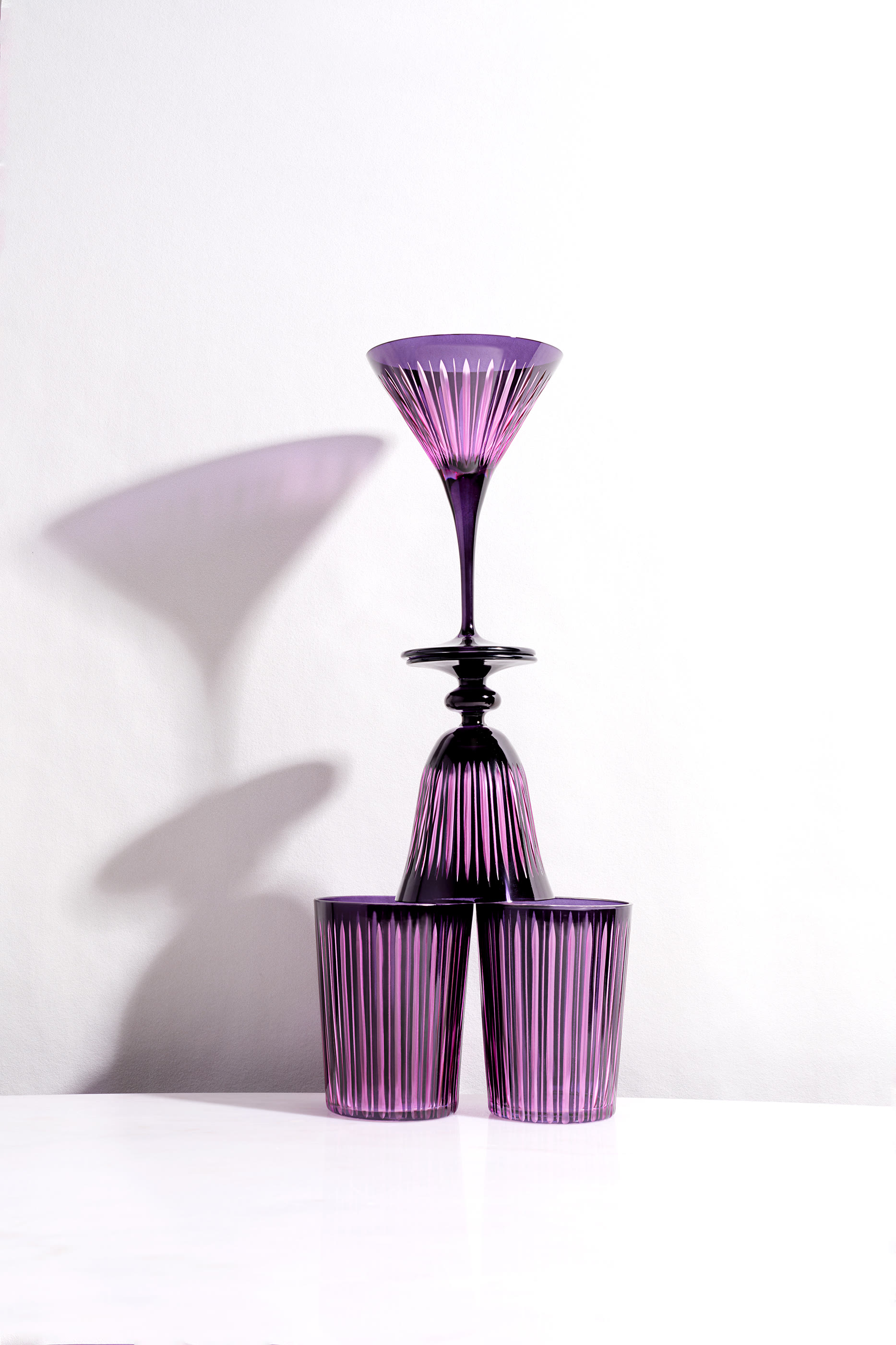 Prism Purple Martini Glass, Set of 4