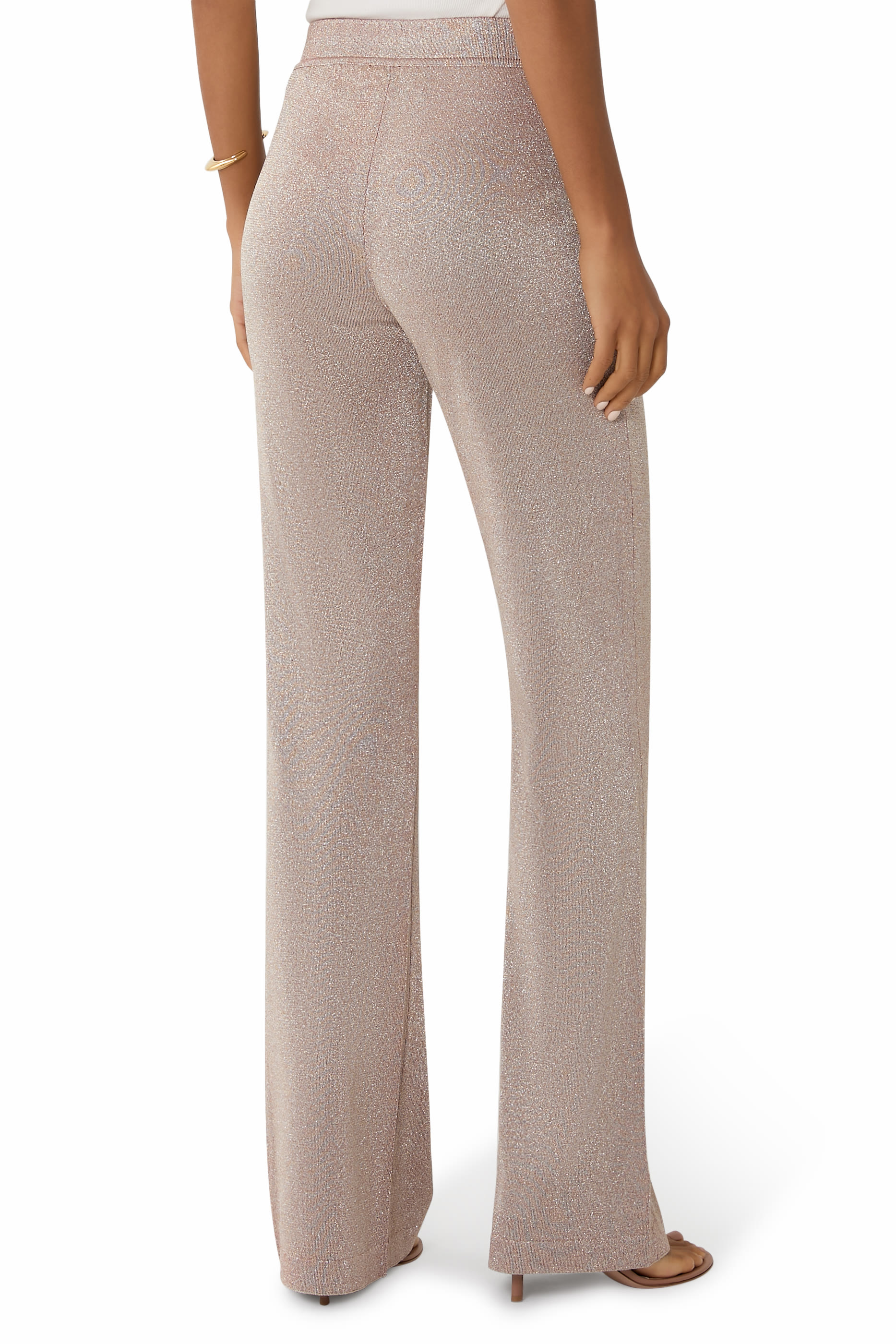 Lamé Straight Long Pants