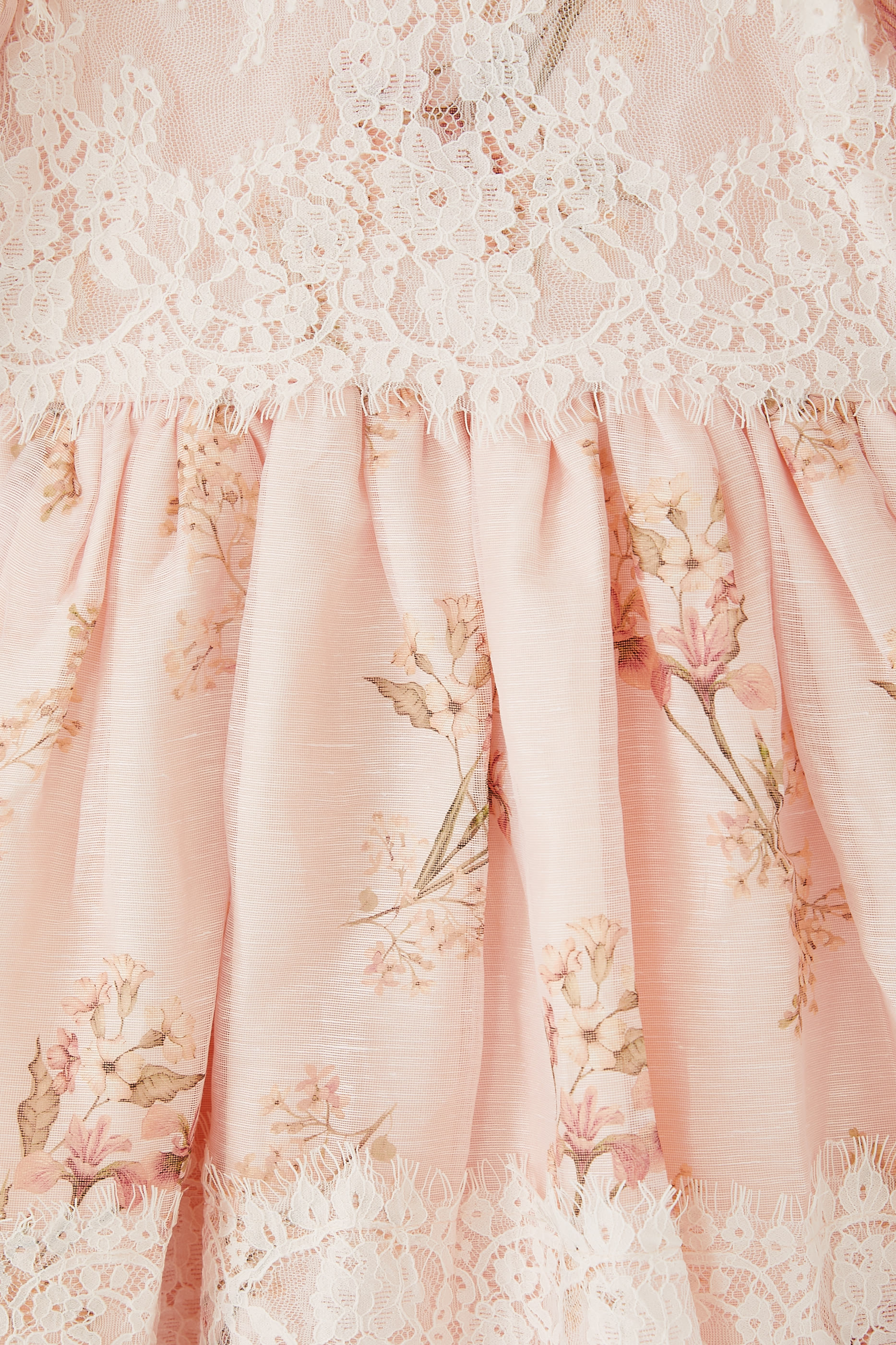 Kids Floral Print Lace Detail Dress