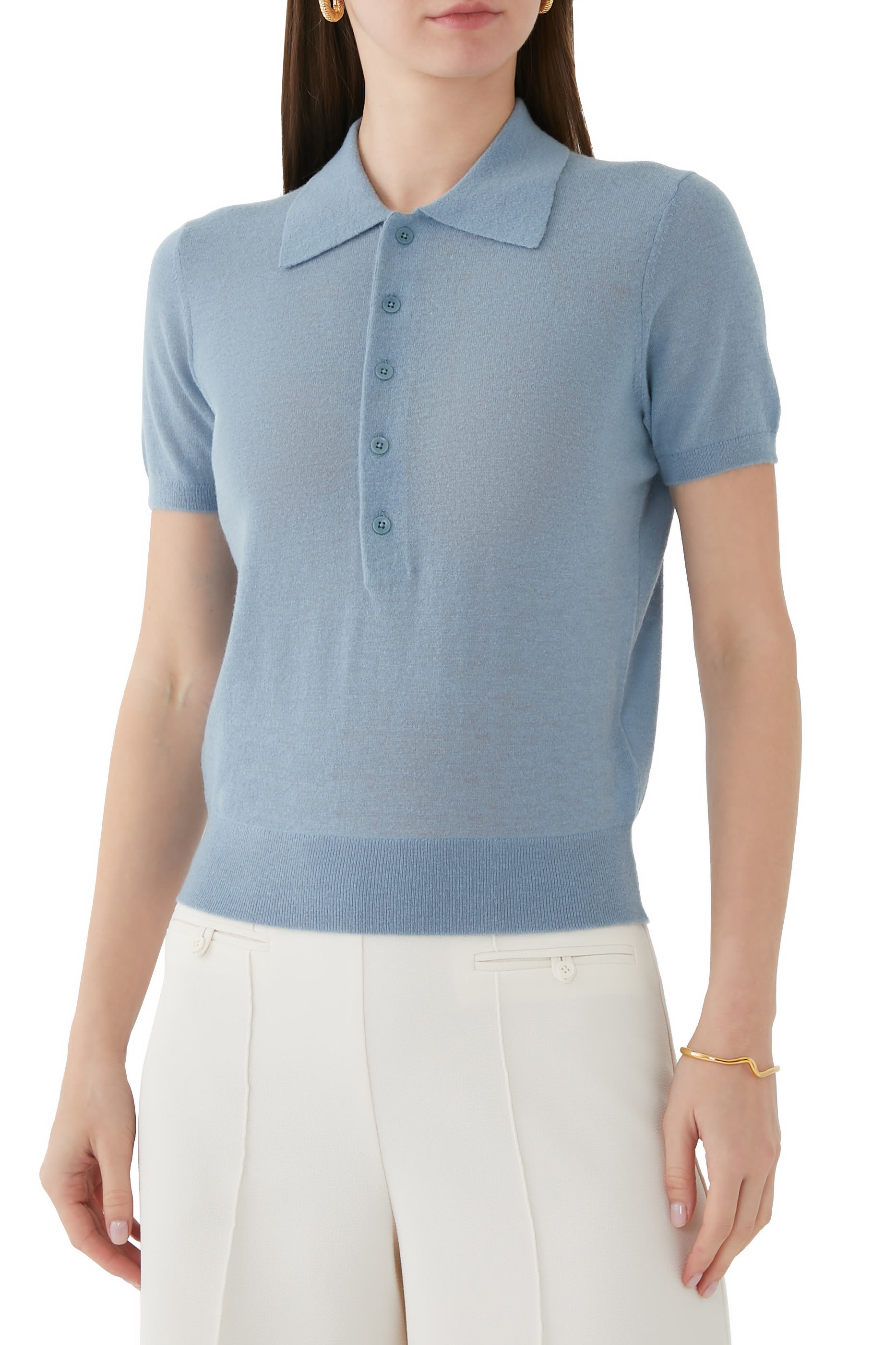 Wool Shrunken Polo Shirt