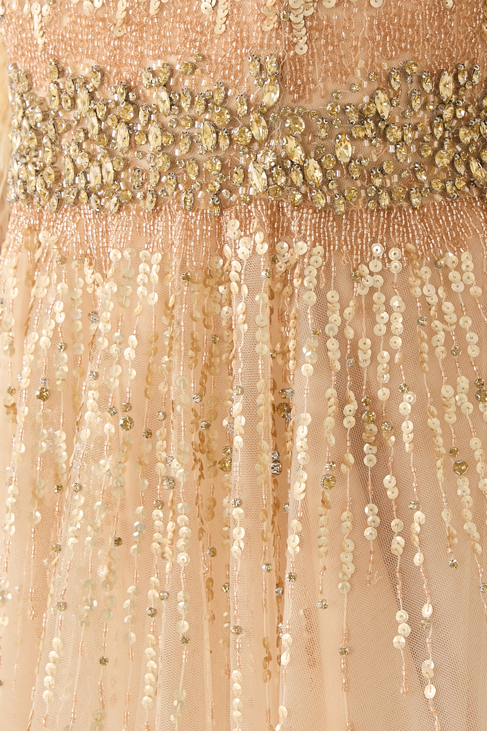 Beaded Tulle Skirt Gown