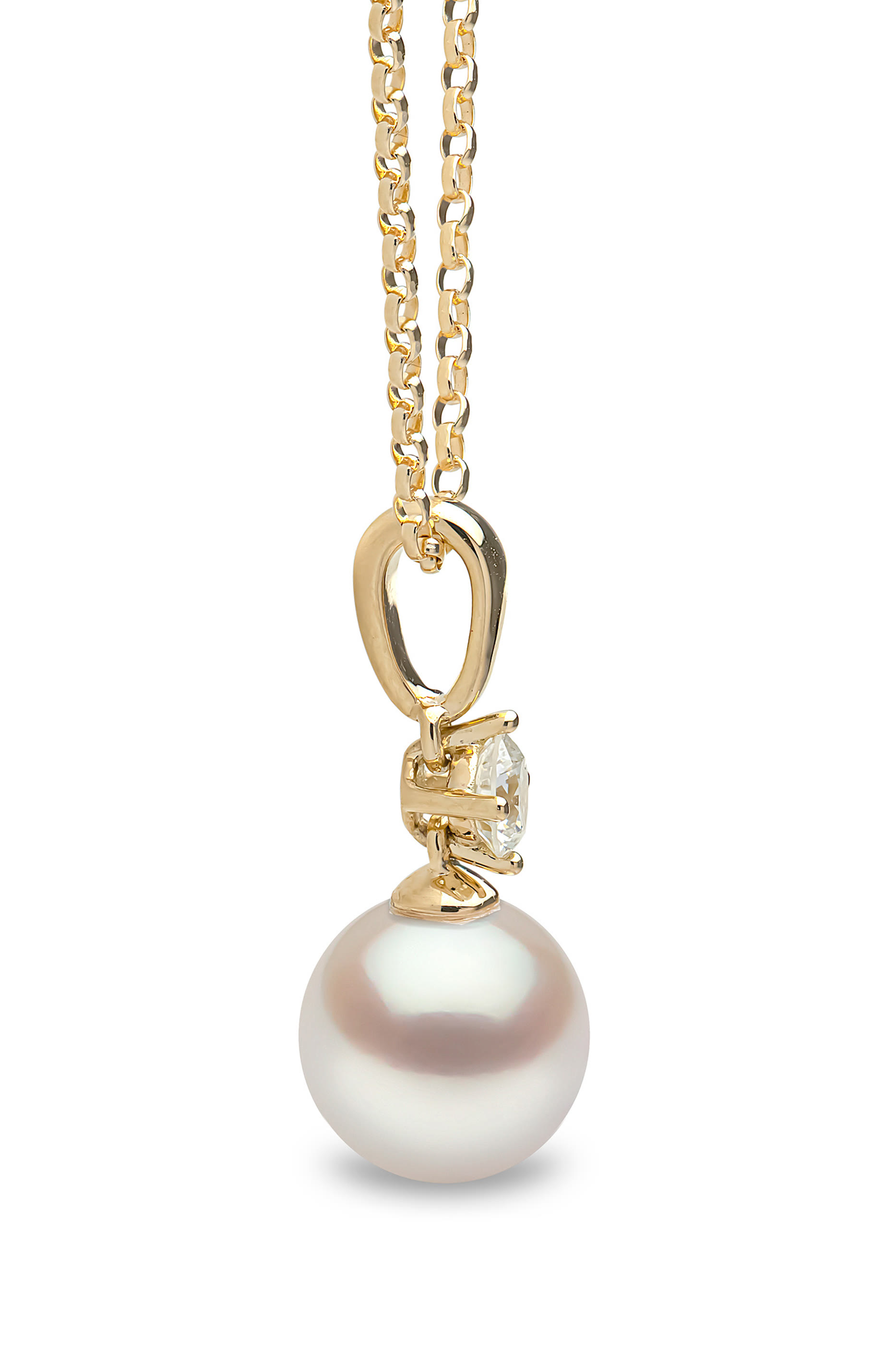 Classic Necklace, 18k Yellow Gold wih Akoya Pearl and Diamond