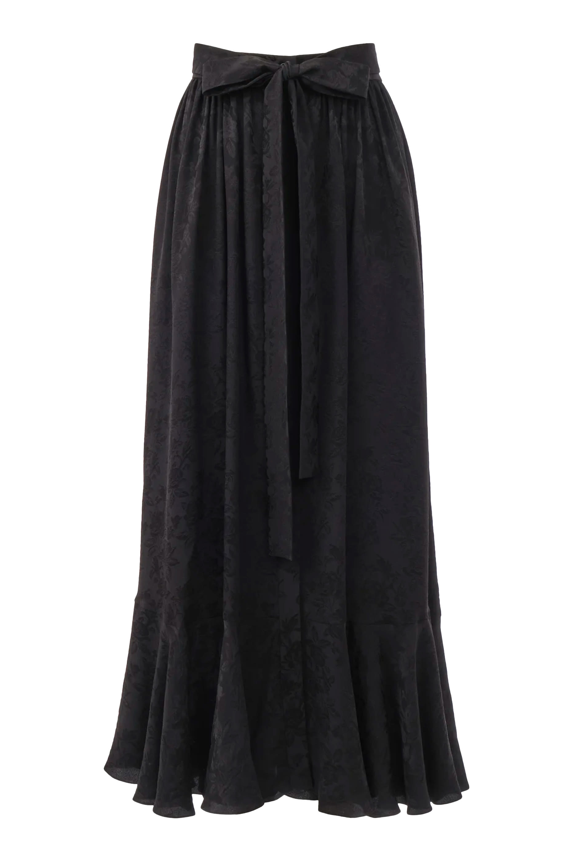 Gathered Midi Skirt in Silk Jacquard