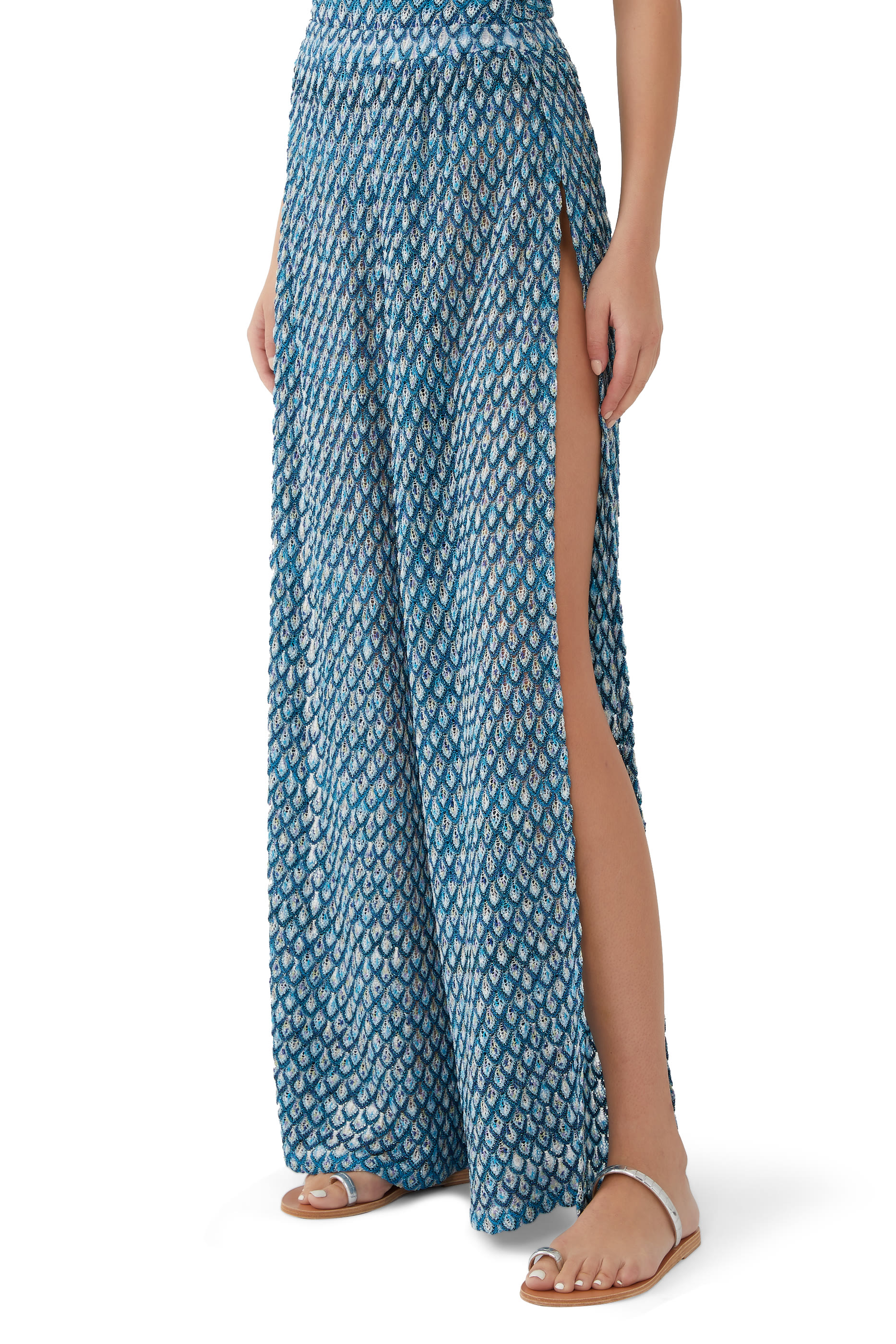 Exclusive Mare Lace Raschel Wide Leg Pants