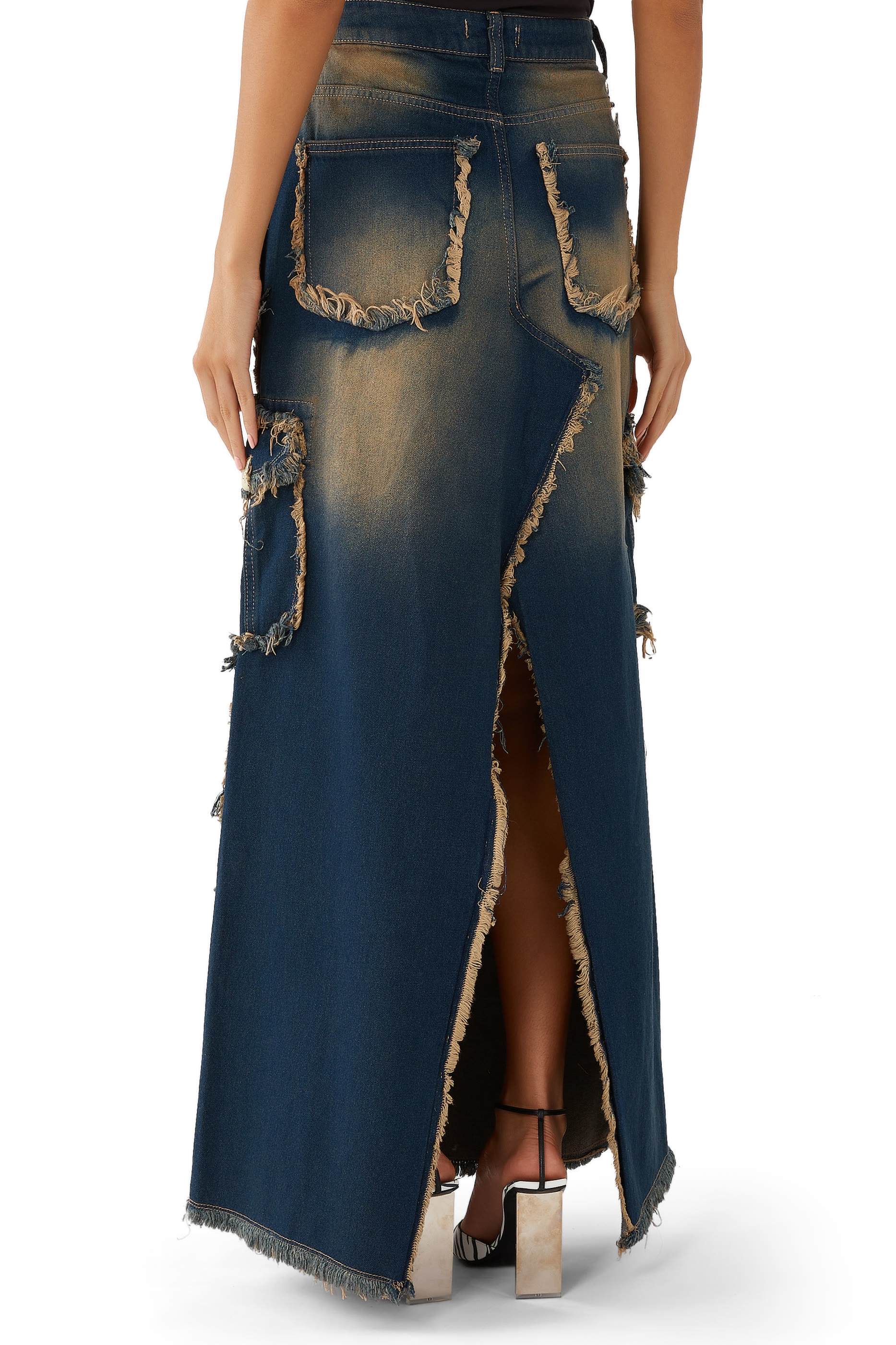 Denim Skirt With Frayed Edges