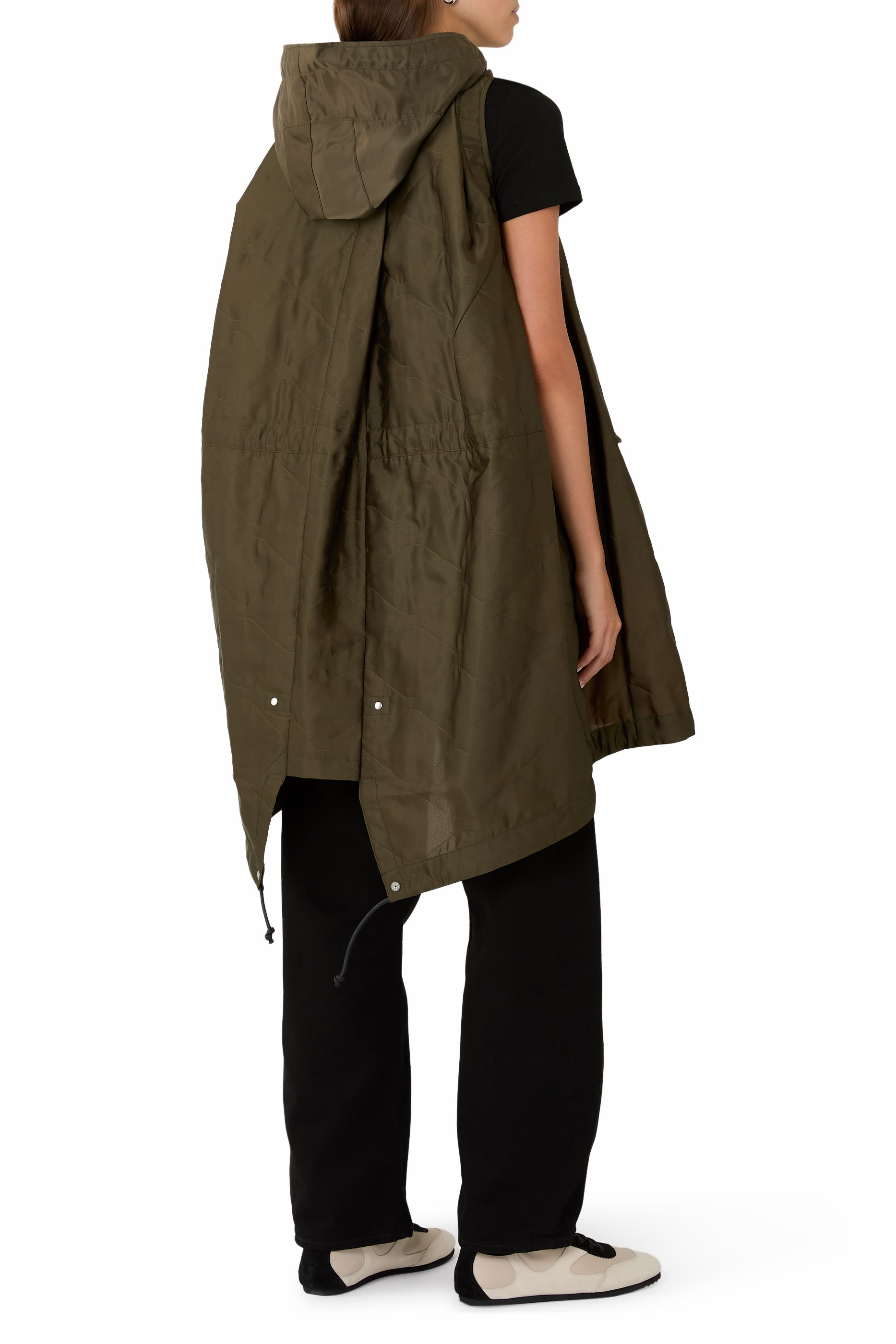 Quilted Satin Hooded Vest 