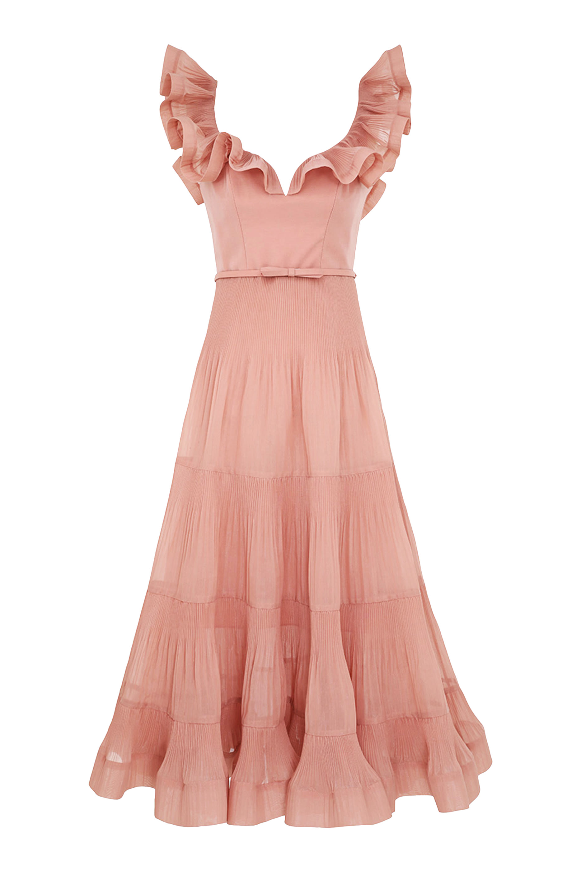 Pleated Frill Midi Dress