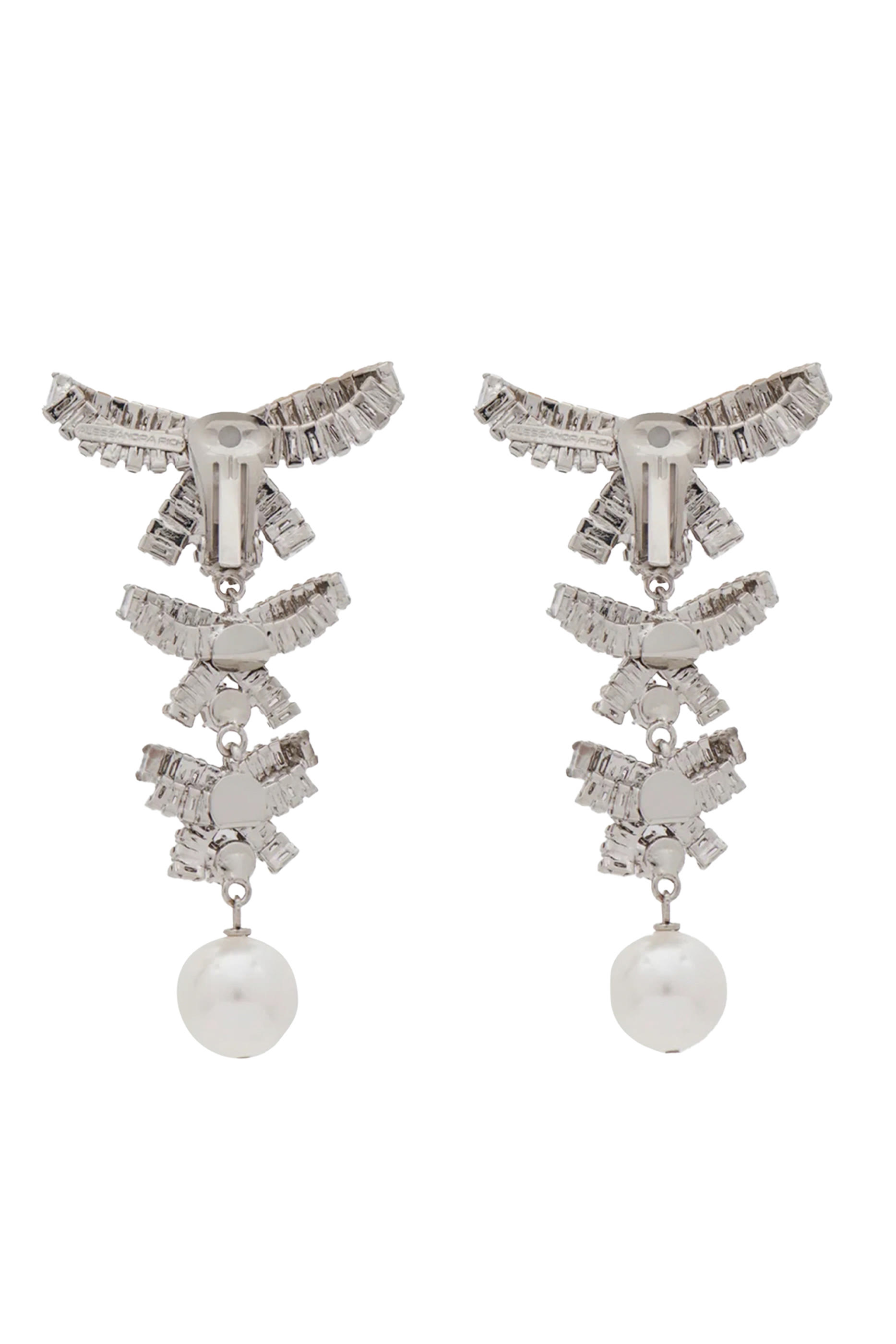 Crystal Bows Earrings with Pearls