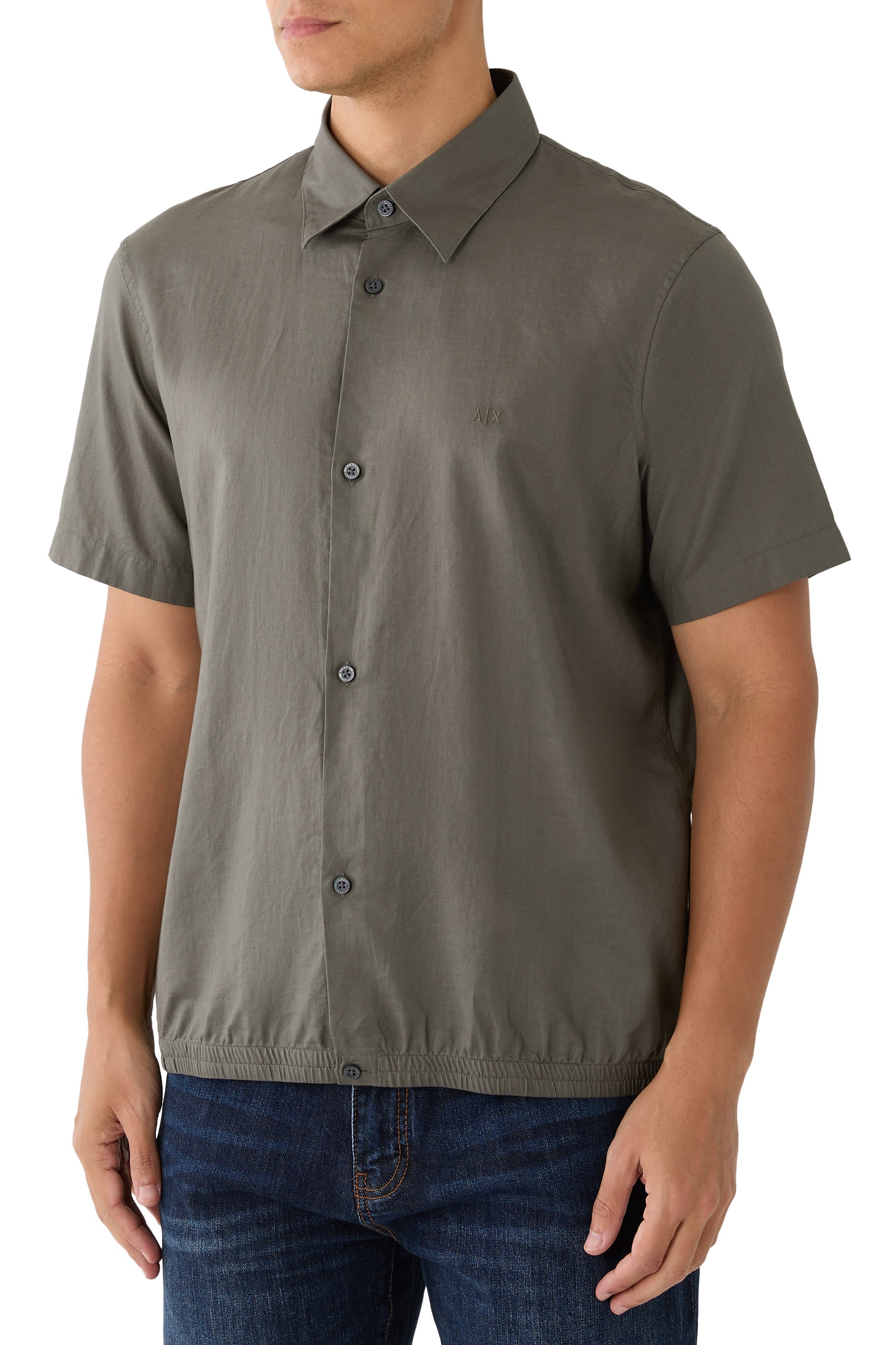 Button-Up Elasticated Hem Shirt