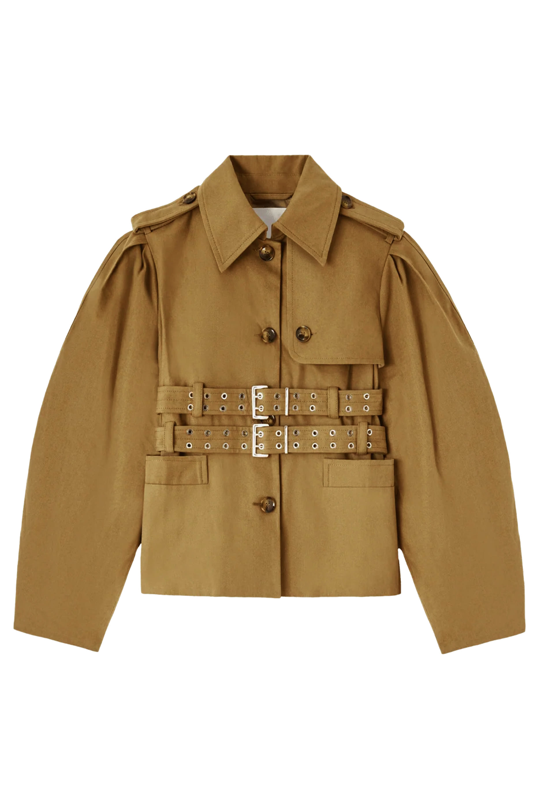 Belted Puff Sleeves Jacket