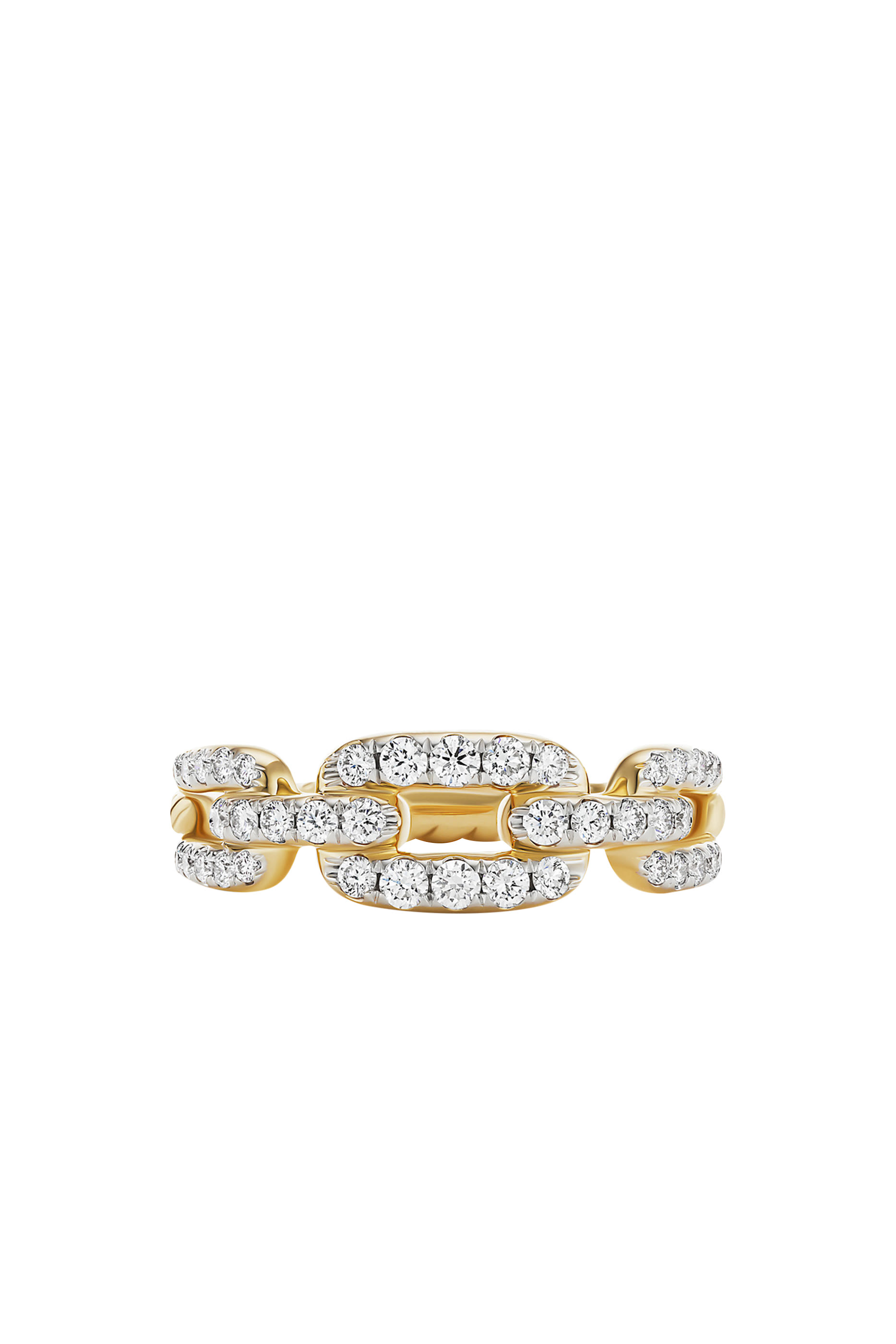 Stax Chainlink Ring, 18k Yellow Gold & Diamonds