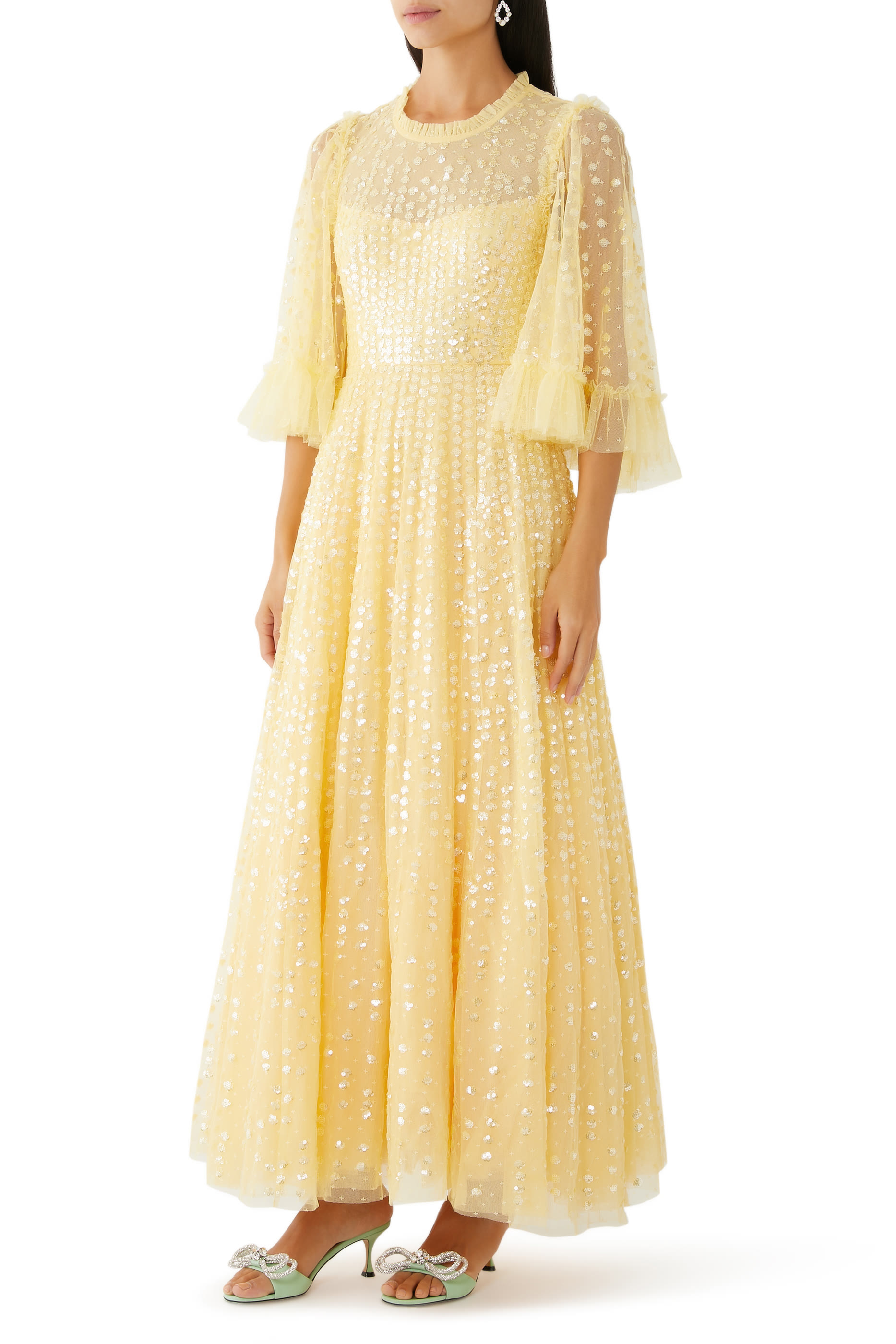 Raindrop Short Sleeve Ankle Gown