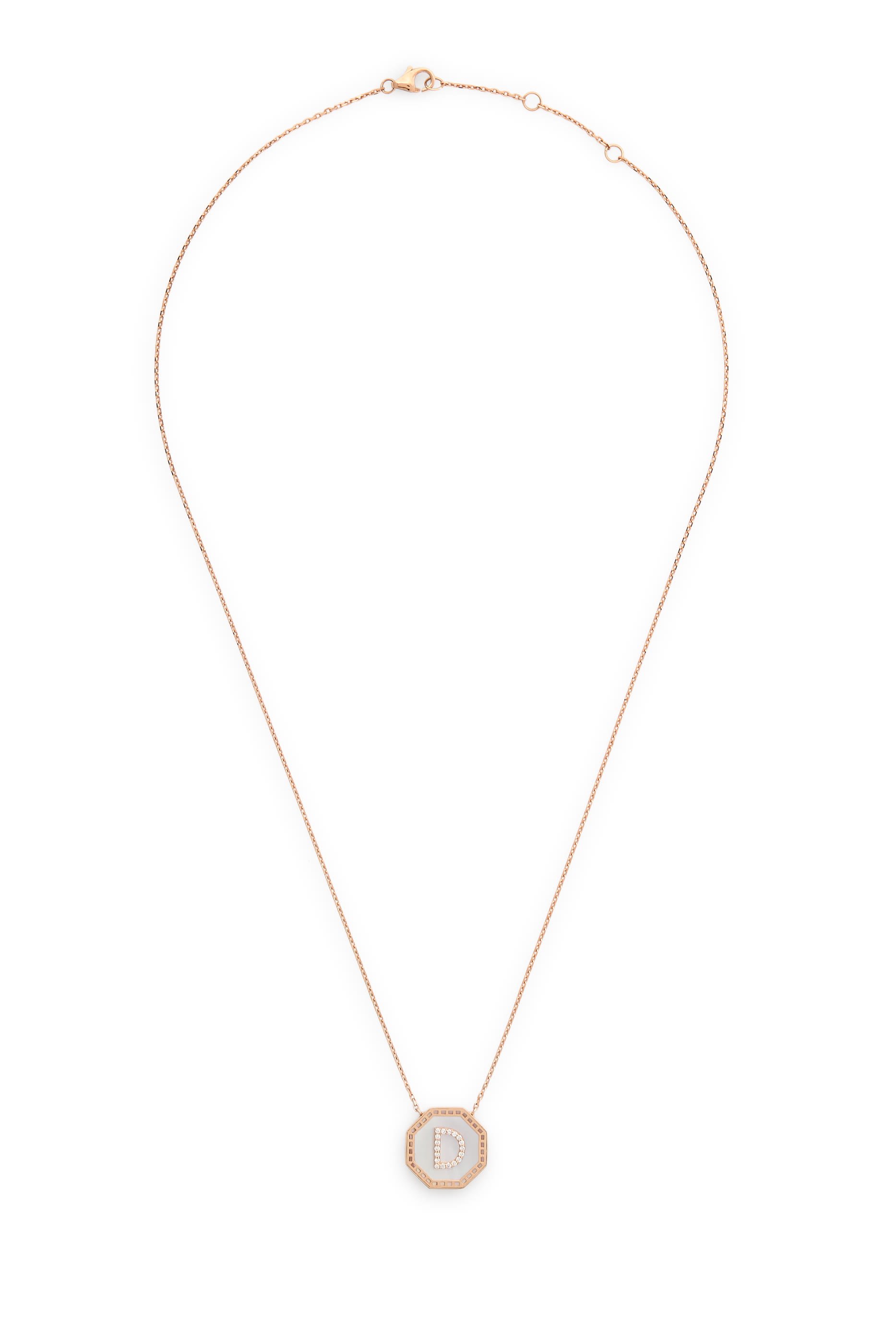 Harf Turath Letter D Necklace, 18k Rose Gold & Diamonds