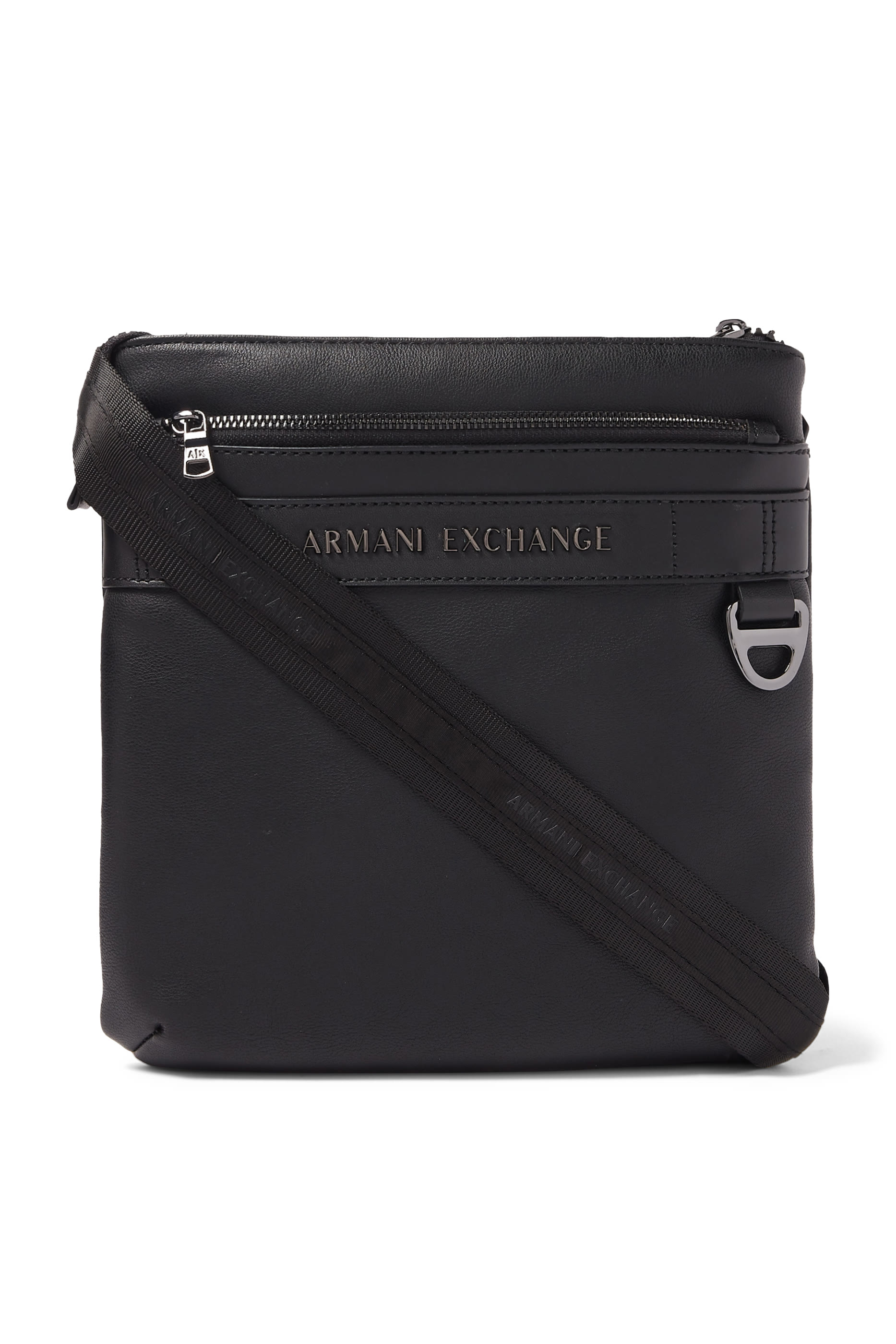 Zippered Square Textured Shoulder Messenger Bag