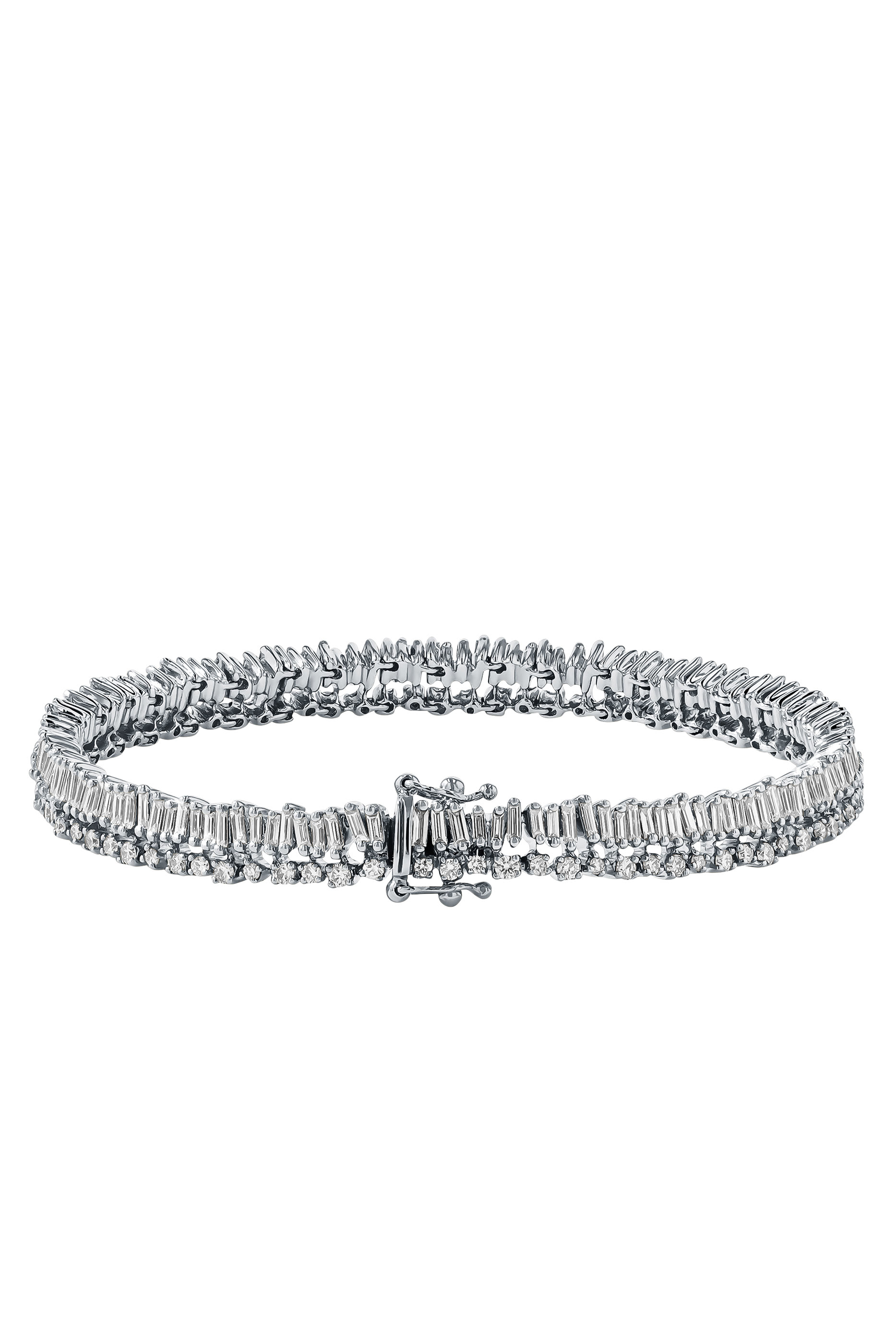 Short Stack Tennis Bracelet, 18k White Gold & Diamonds