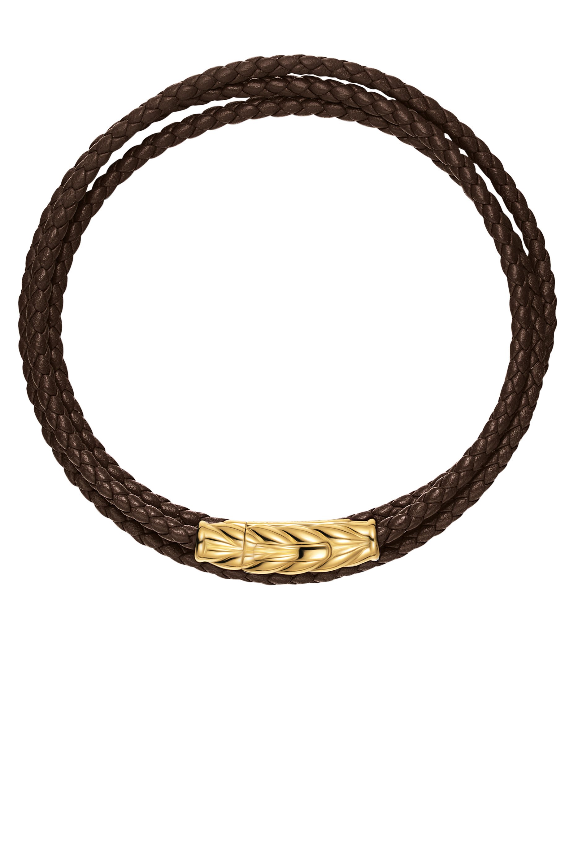 Chevron Triple Wrap Bracelet, 18K Yellow Gold & Leather