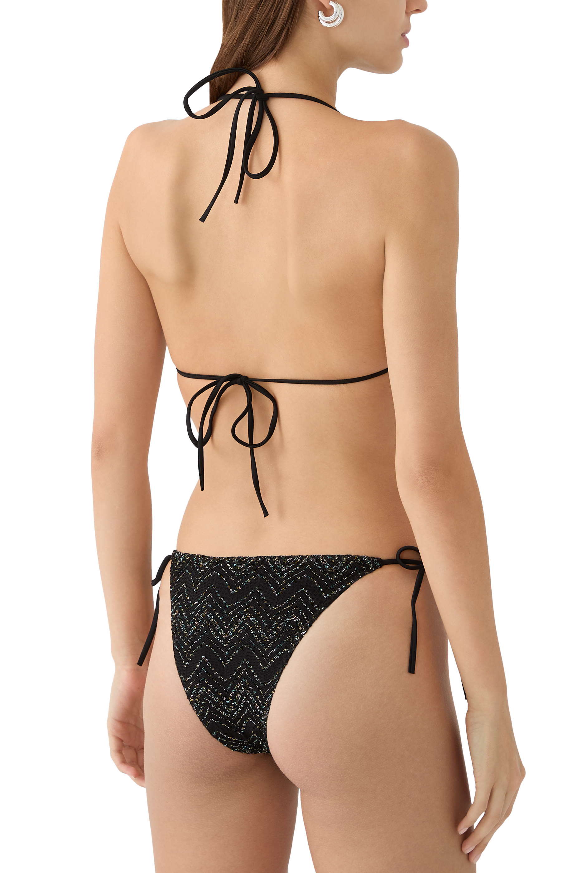 Mare Chevron Lace Raschel Triangle Tie Bikini Set