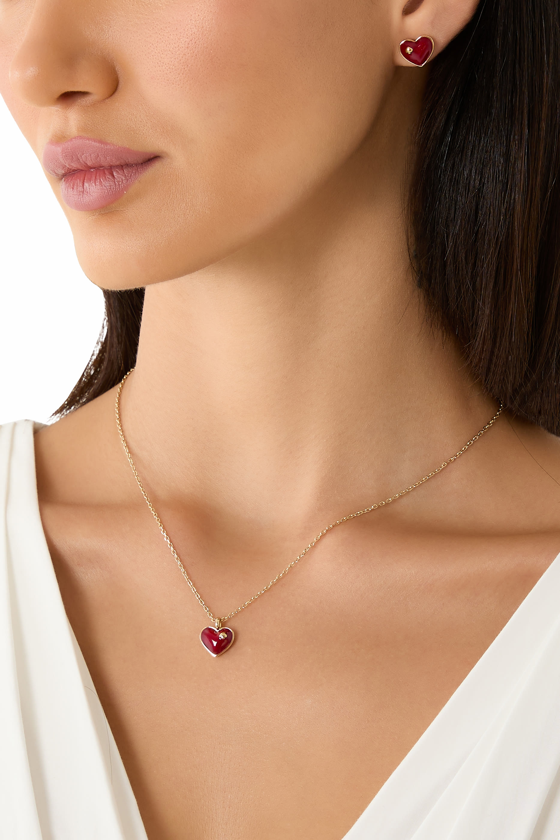 Heart and Spade Pendant Necklace, Enamel