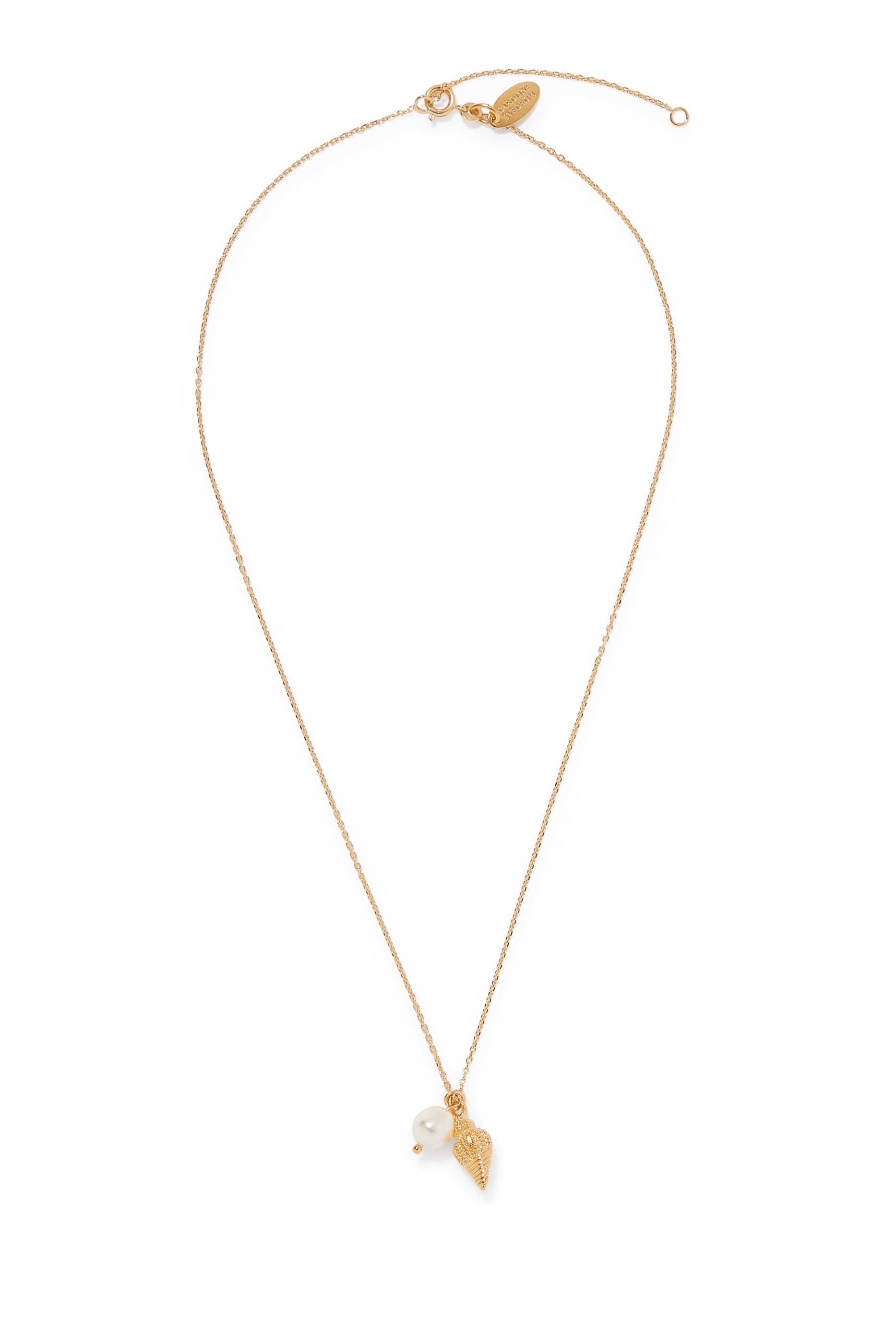 Shell Pearl Necklace, 18K Gold Plating & Pearl