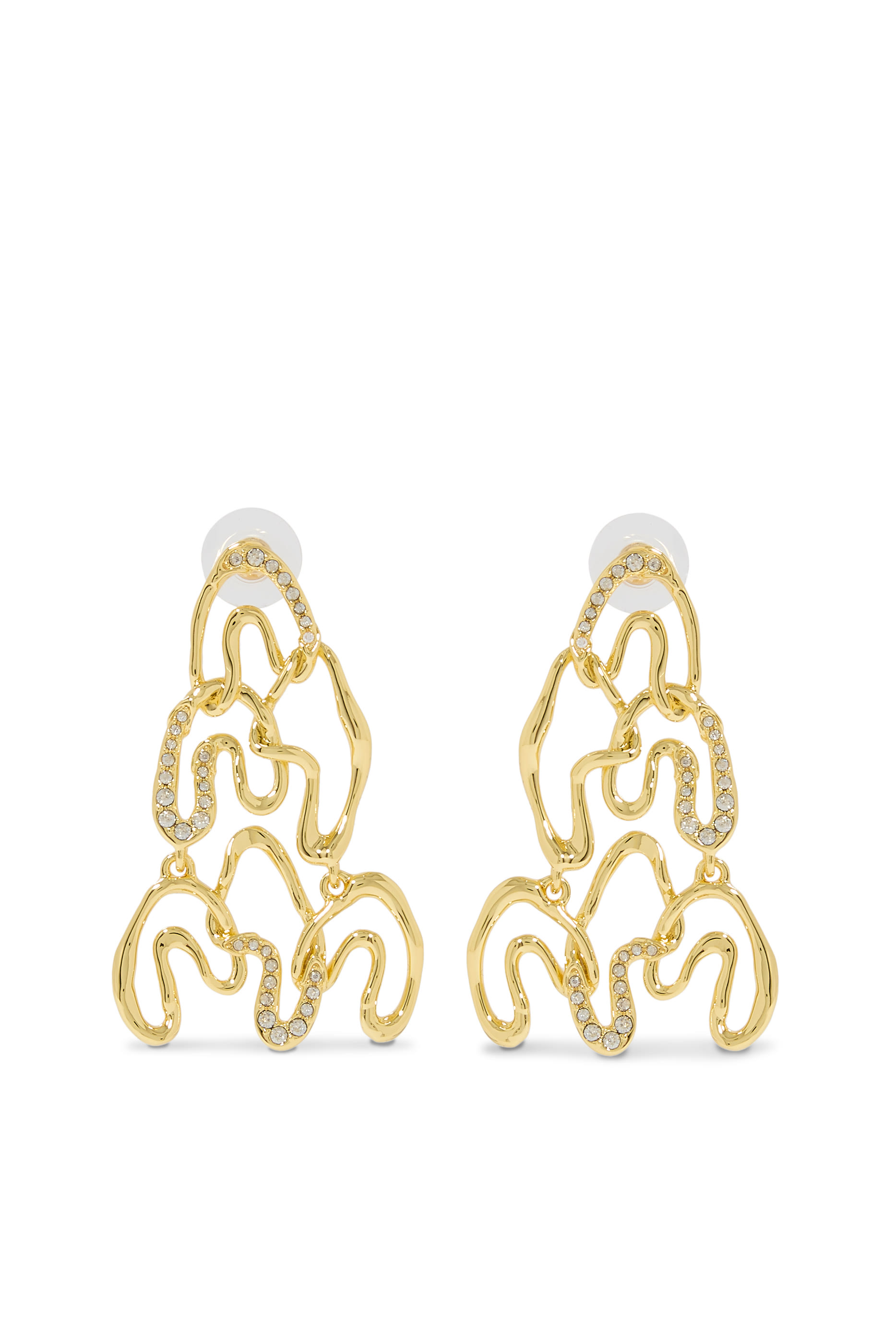 Solanales Crystal Large Chandelier Earrings, 14k Gold Plated Brass & Crystals