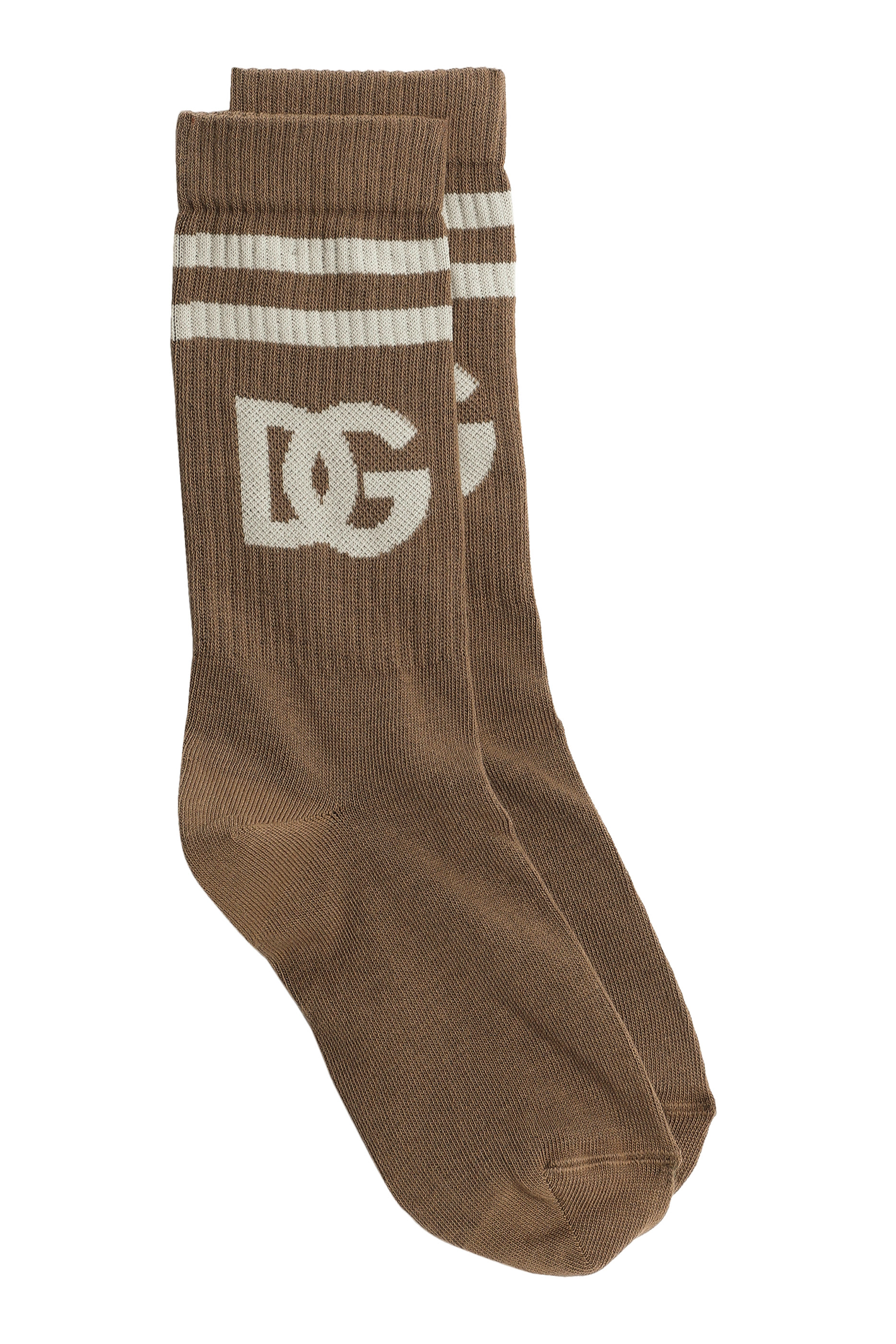 Fine-Rib Logo Cotton Socks