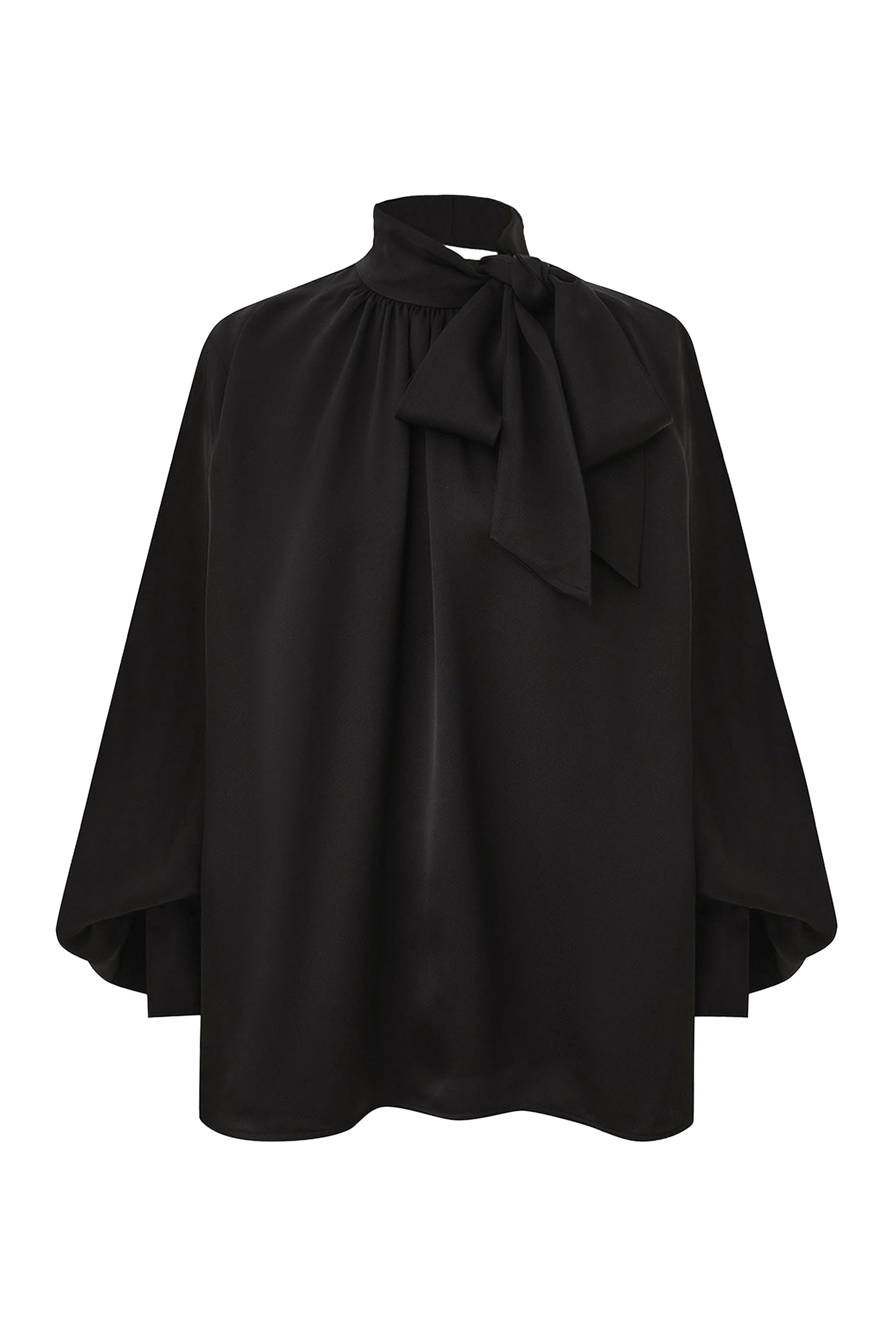 Crush Twill Tie Neck Blouse