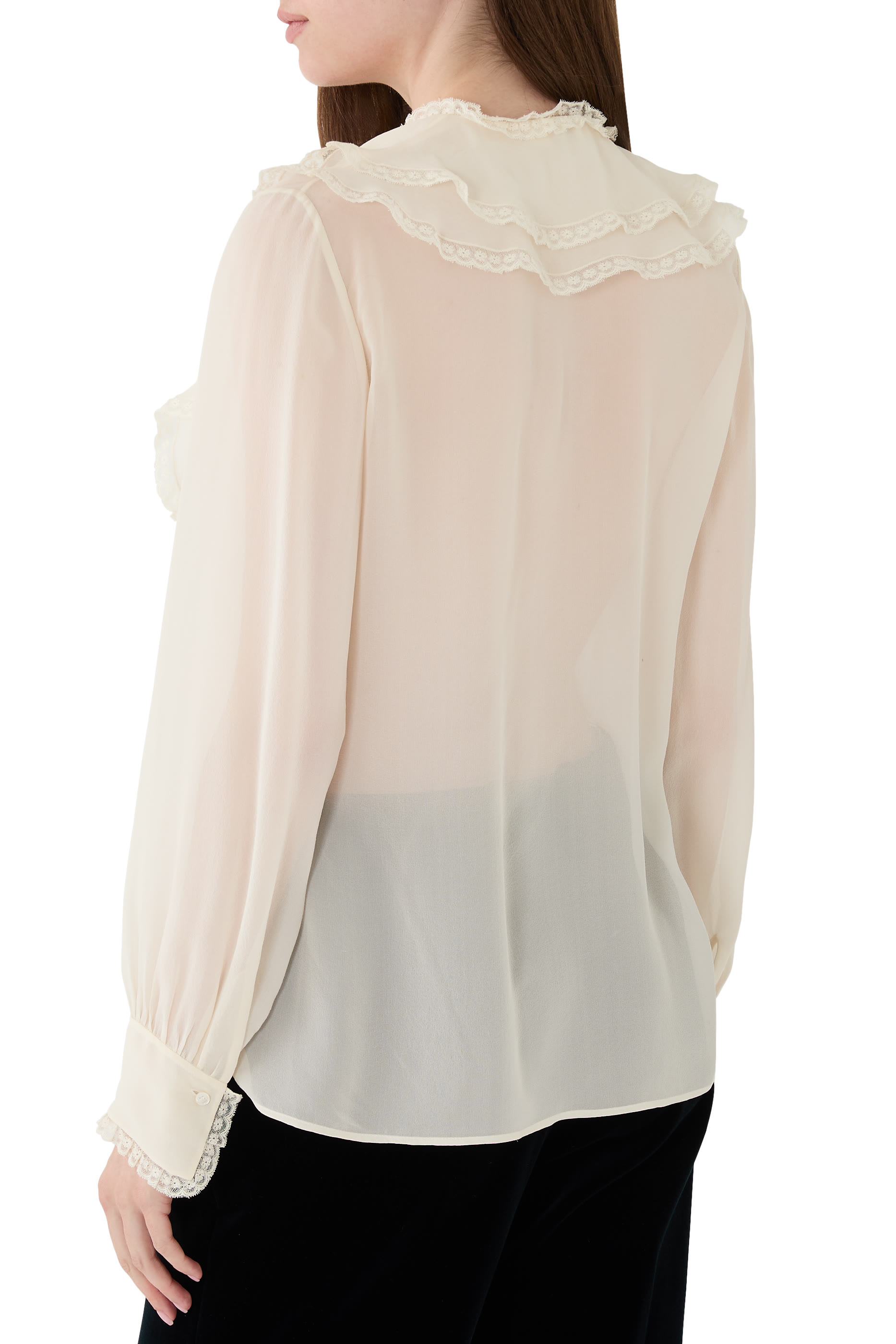 Ruffled Blouse in Silk Georgette