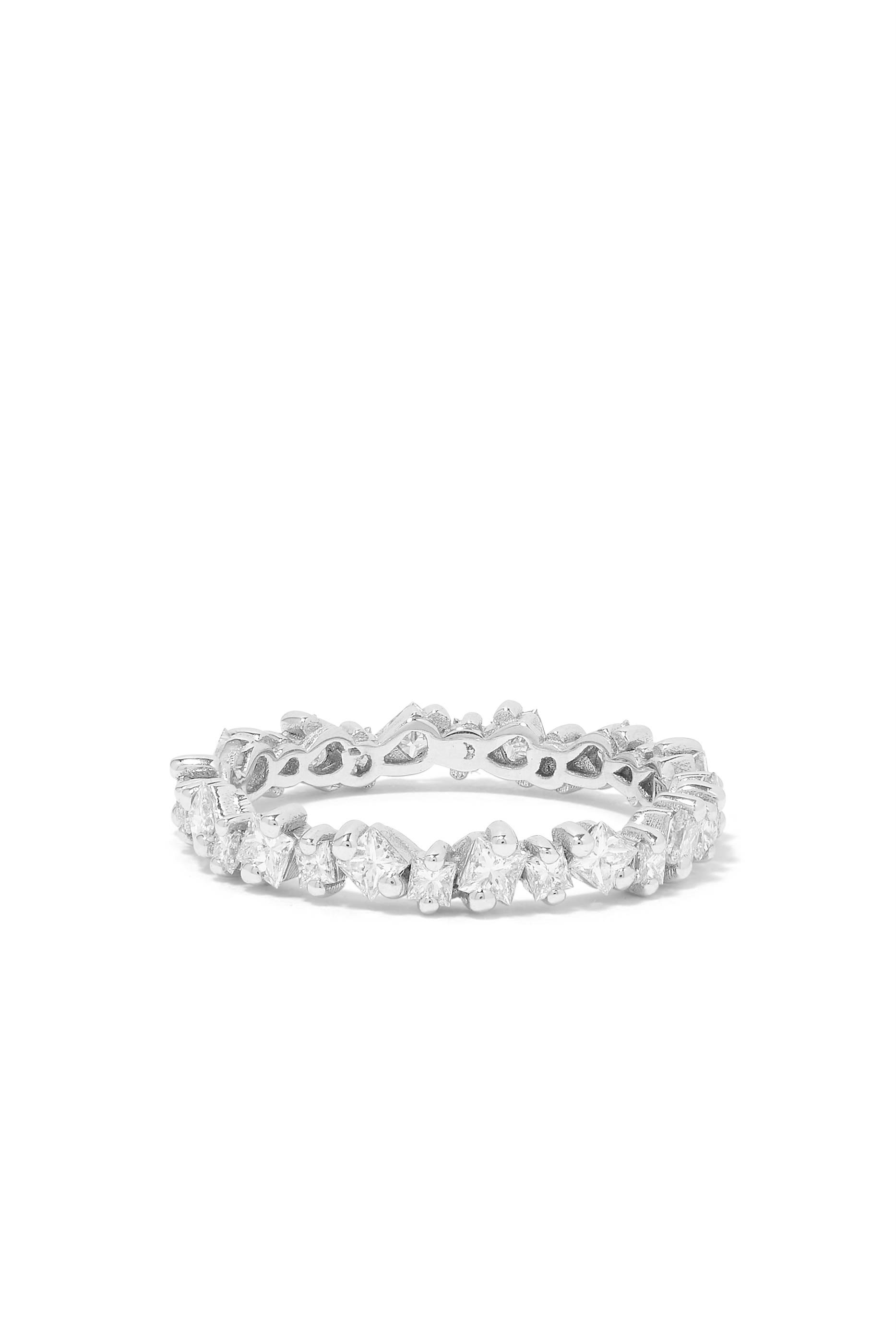 Princess Cut Eternity Band, White Gold & Diamond