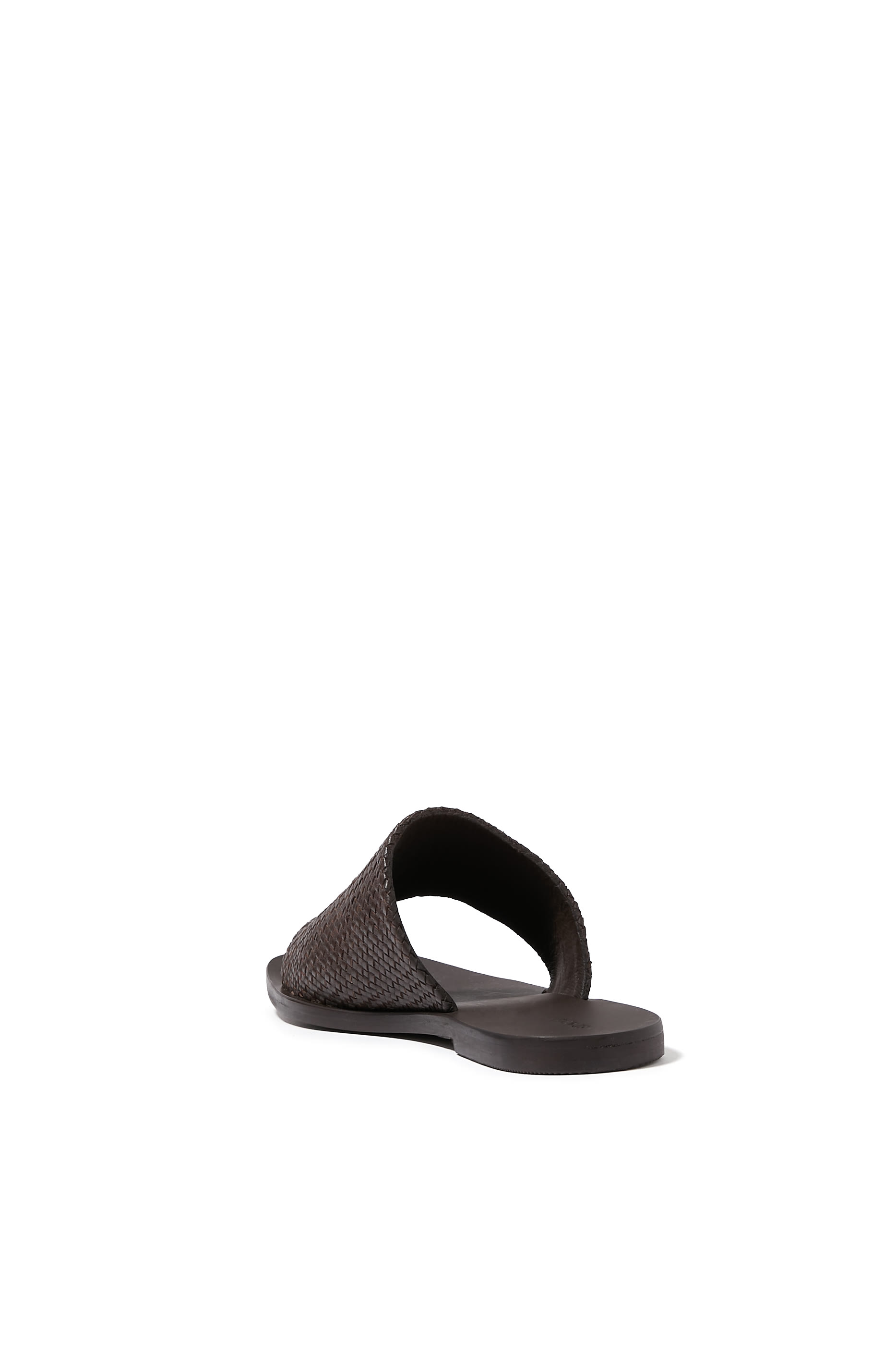 Asymmetric Woven Leather Slides