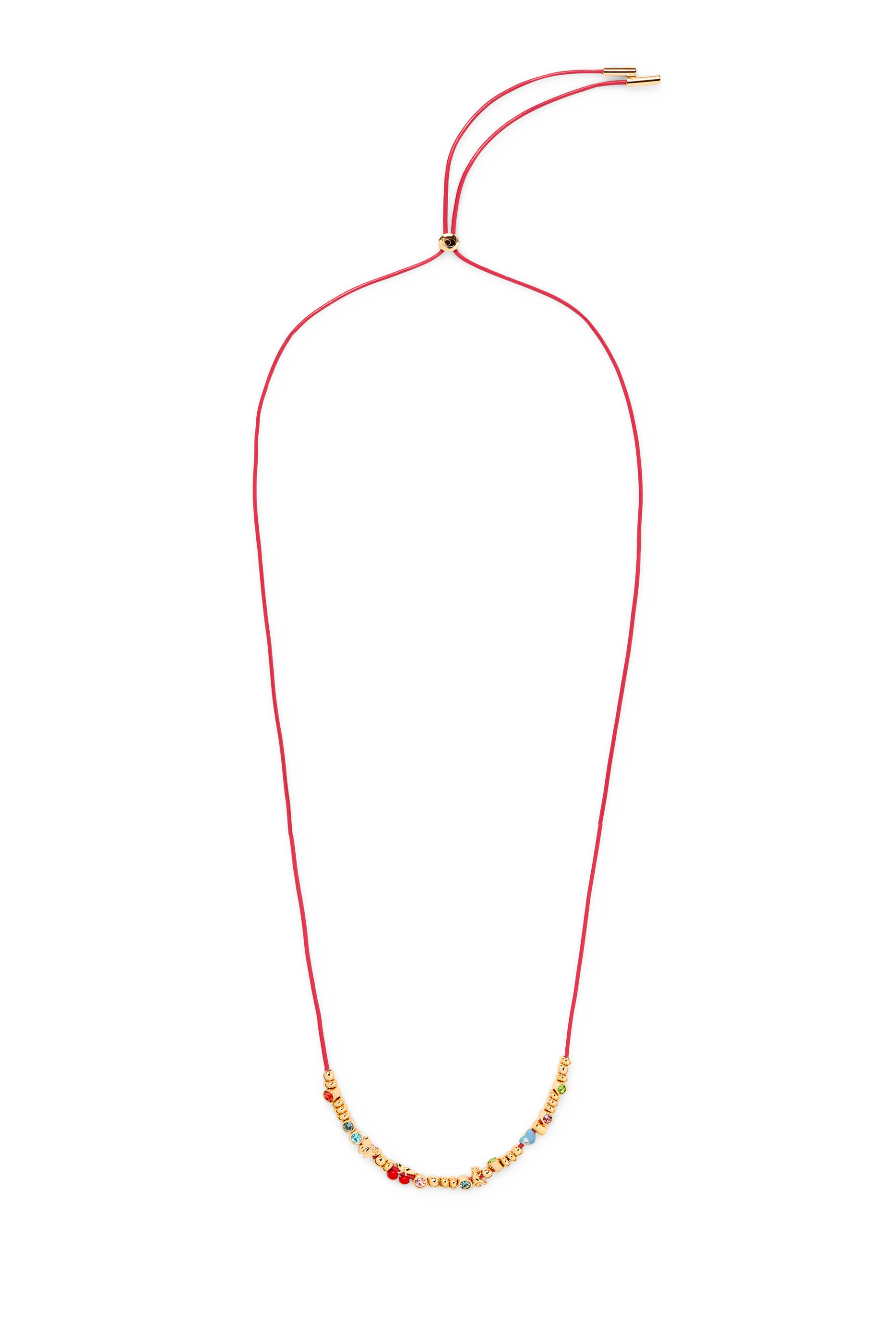 Signature Mixed Charm Leather Wrap Necklace