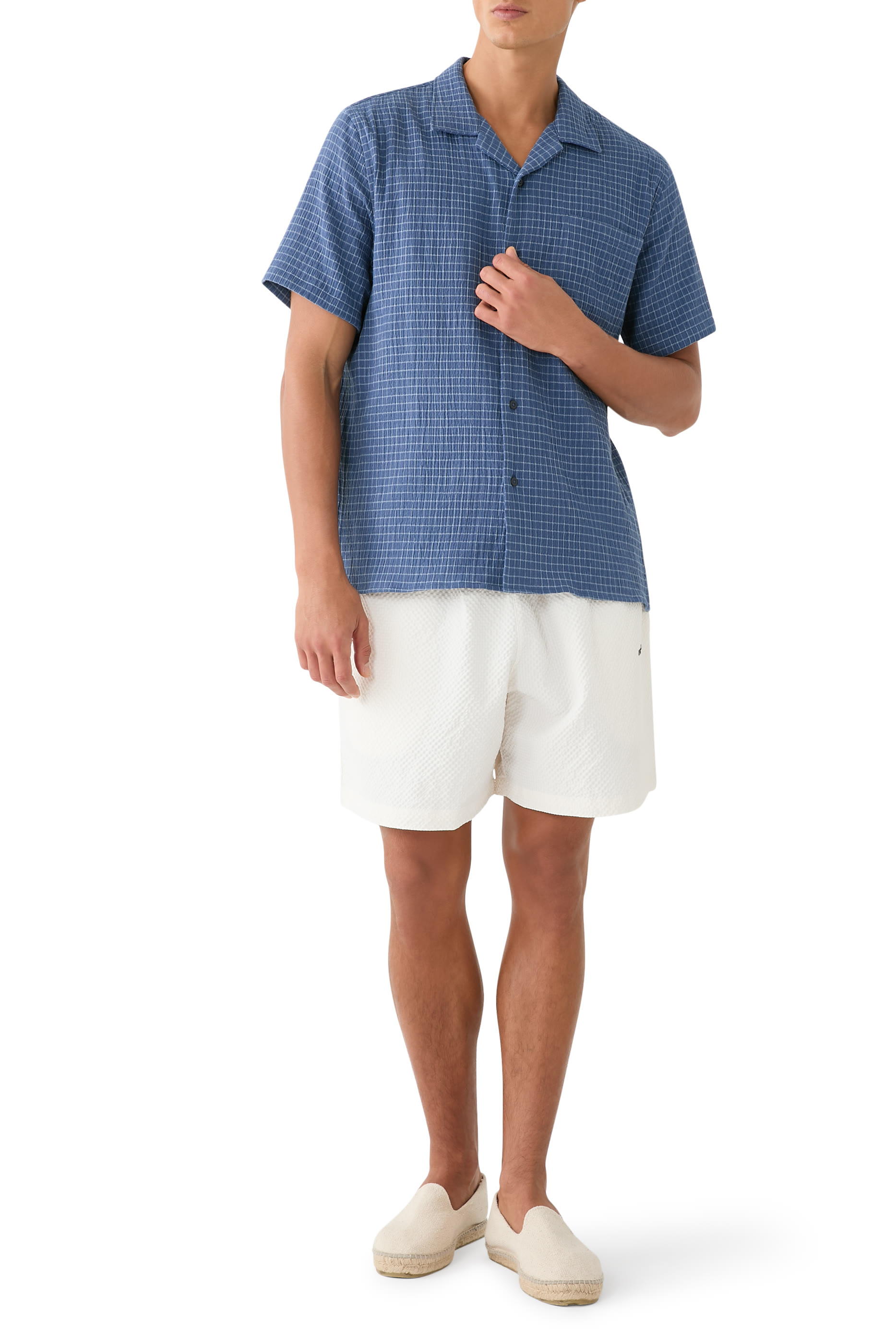 Provence Plaid Double-Face Italian Cotton Shirt