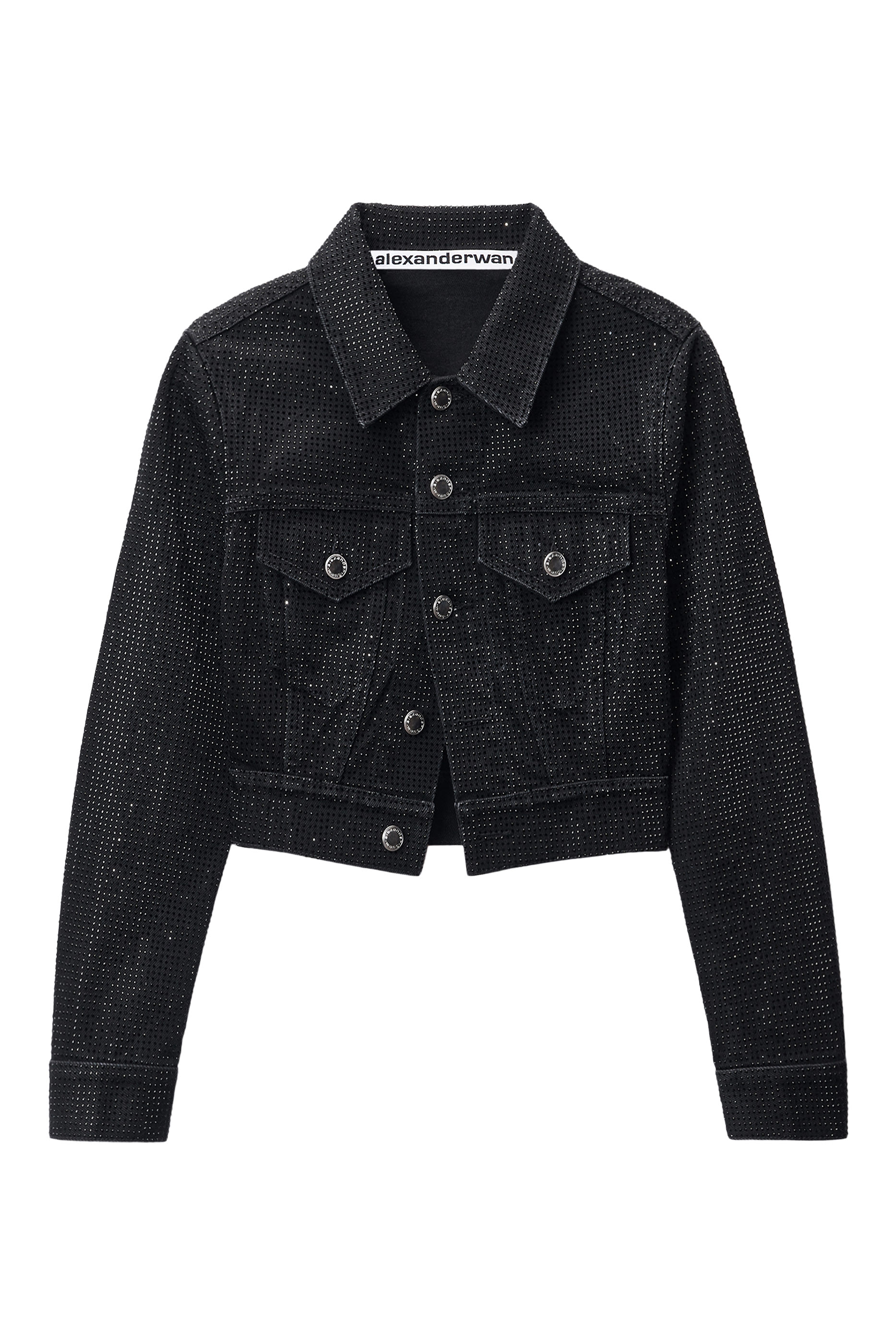 Shrunken Trucker Jacket in Crystal Hotfix Denim