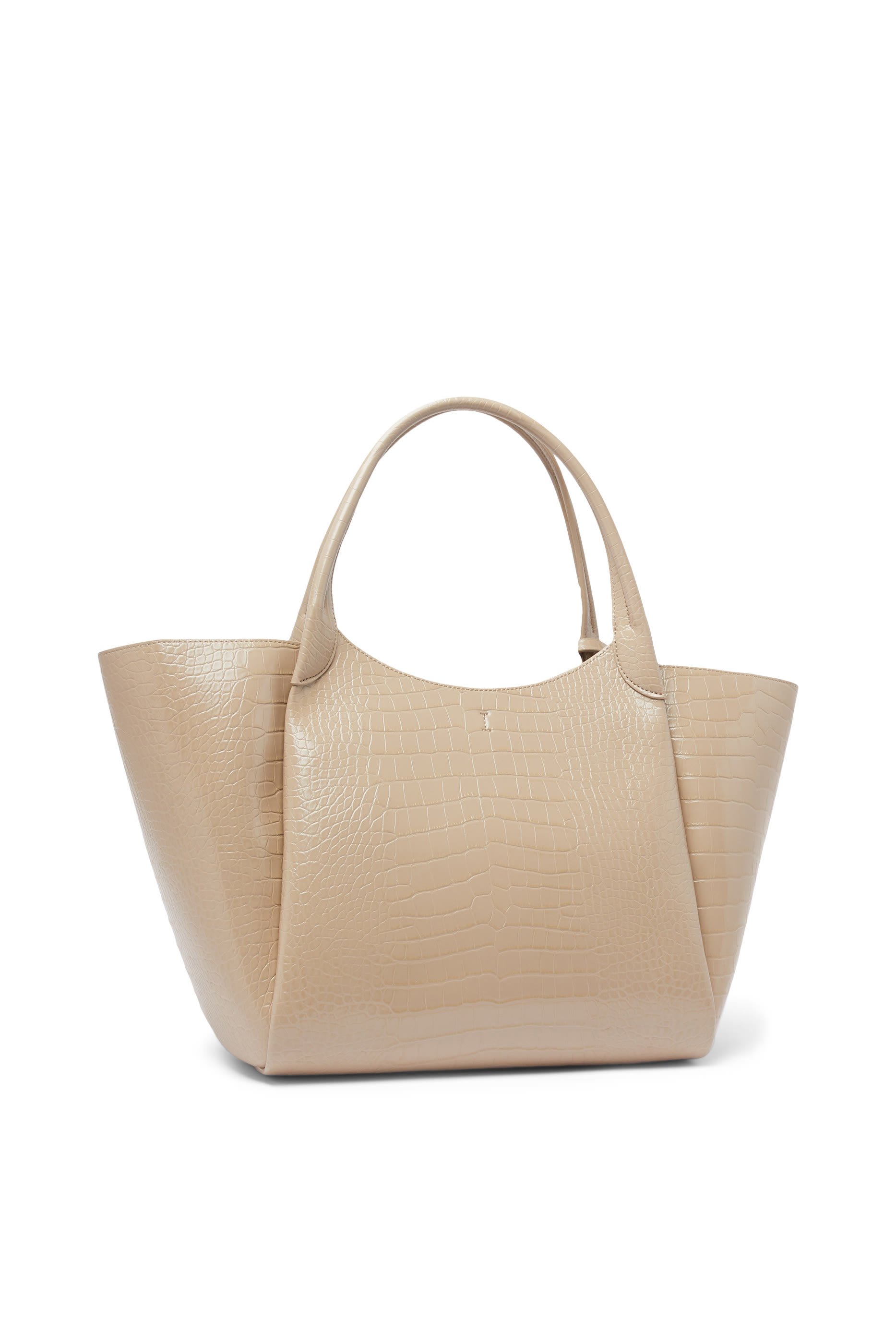 Croc-Embossed Faux Leather Shopping Tote Bag