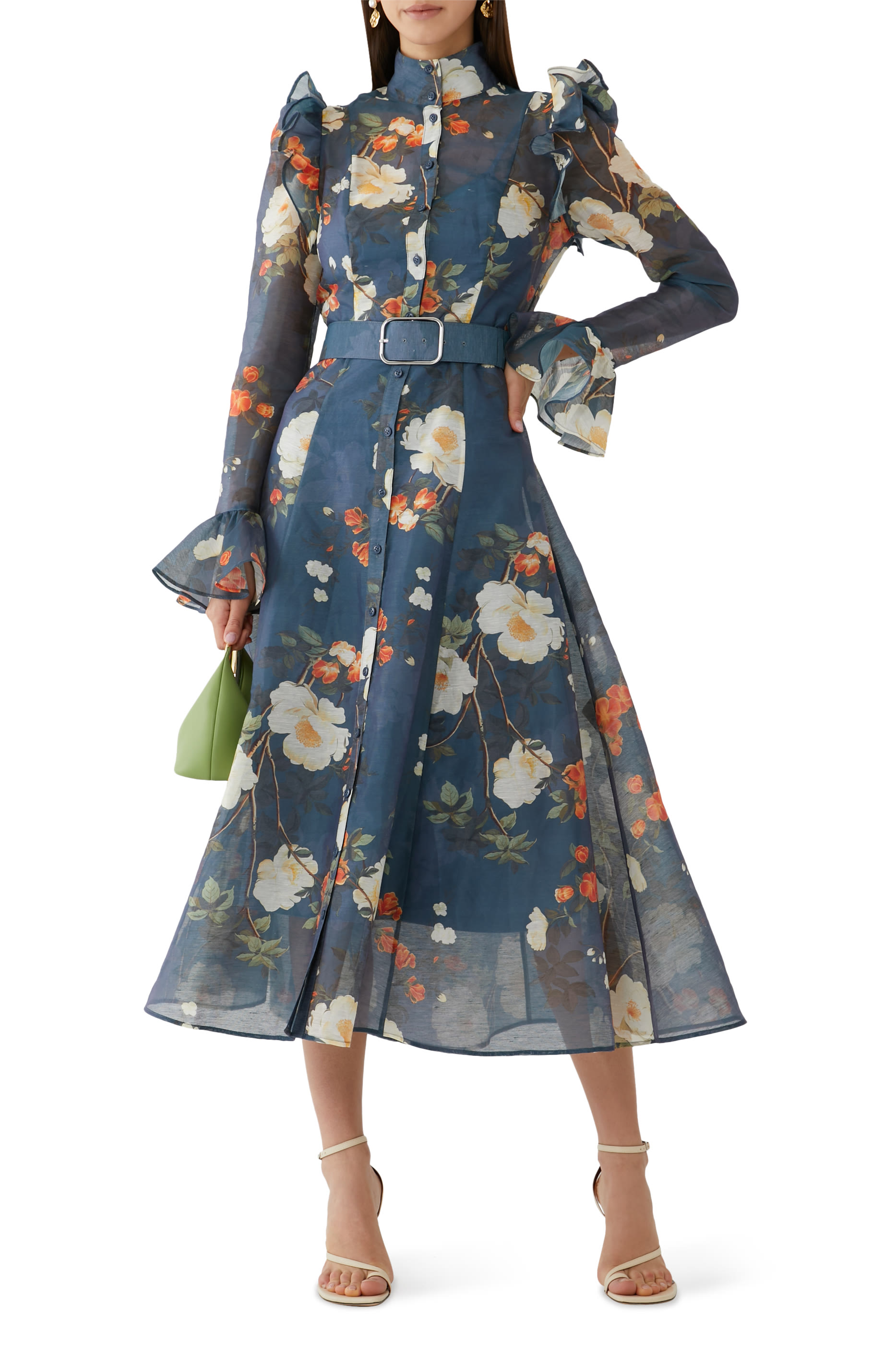 Katrina Butterfly Sleeves Midi Dress