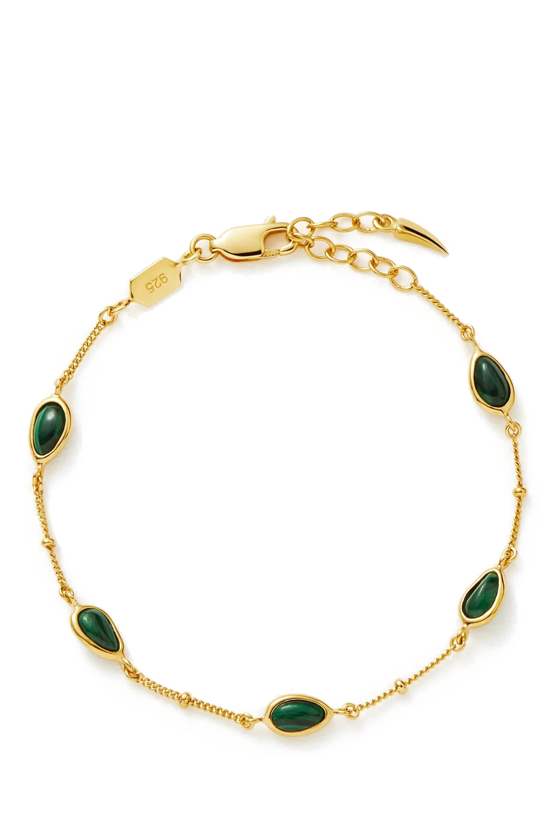 Magma Gemstone Charm Bracelet, 18k Gold-Plated Sterling Silver & Malachite