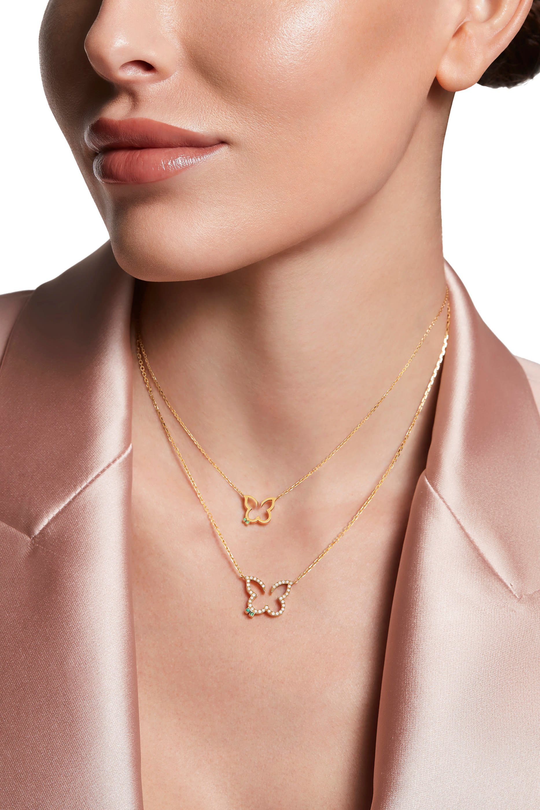 Hurriyah Butterfly Necklace, 18k Yellow Gold & Diamonds