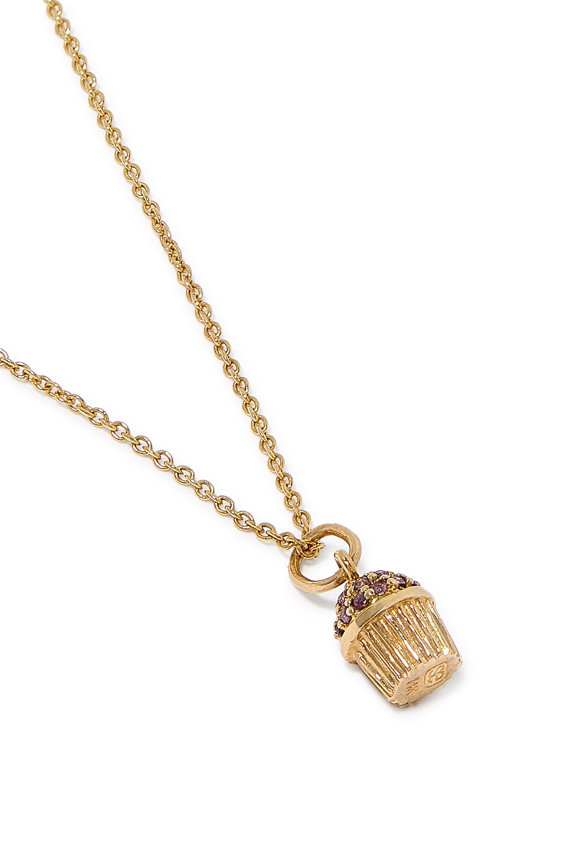 Kids Small Cupcake Sapphire Pendant, 14k Yellow Gold & Sapphire