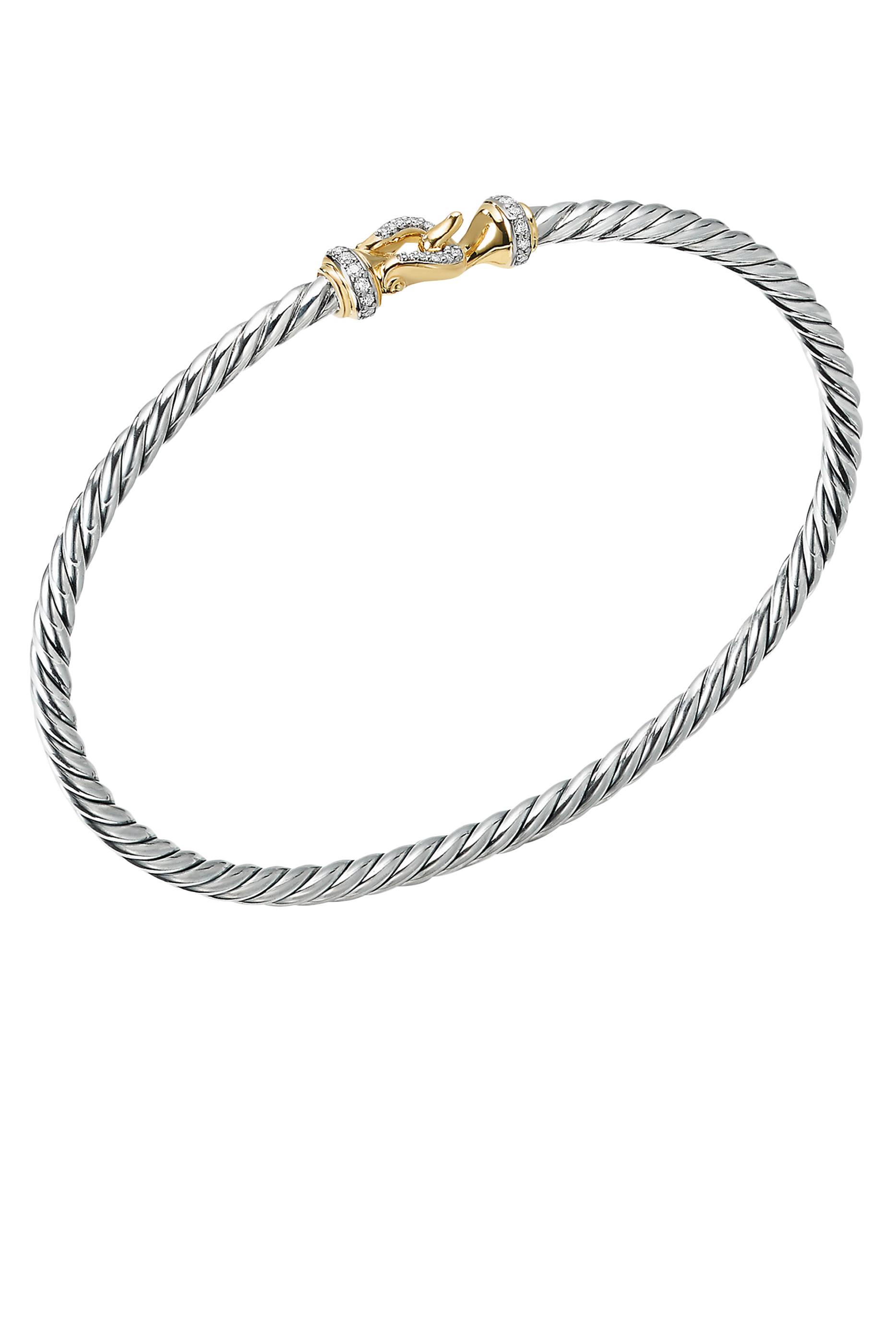 Buckle Bracelet, Sterling Silver, 18K Gold & Diamond