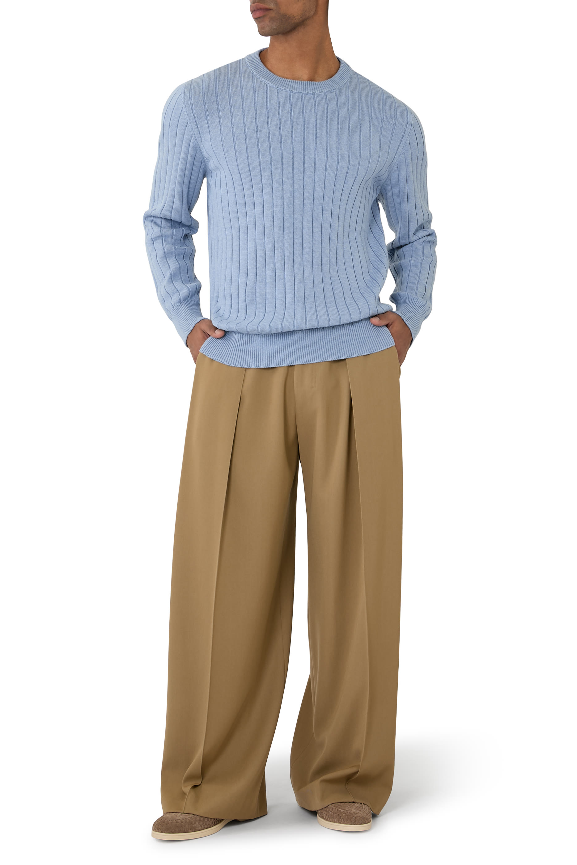 Rib-Knit Crewneck Sweater