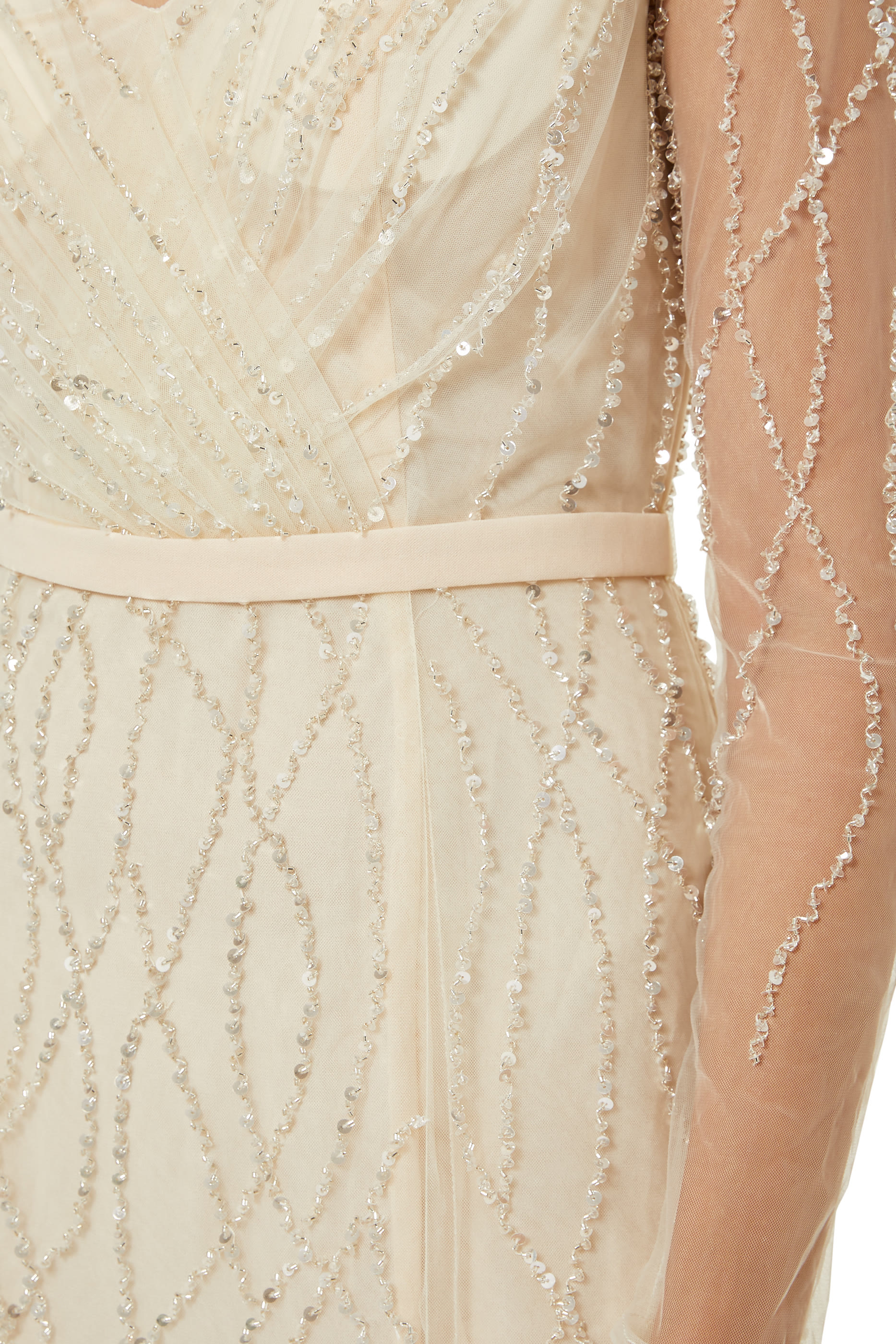 Long Sleeve Embellished Gown